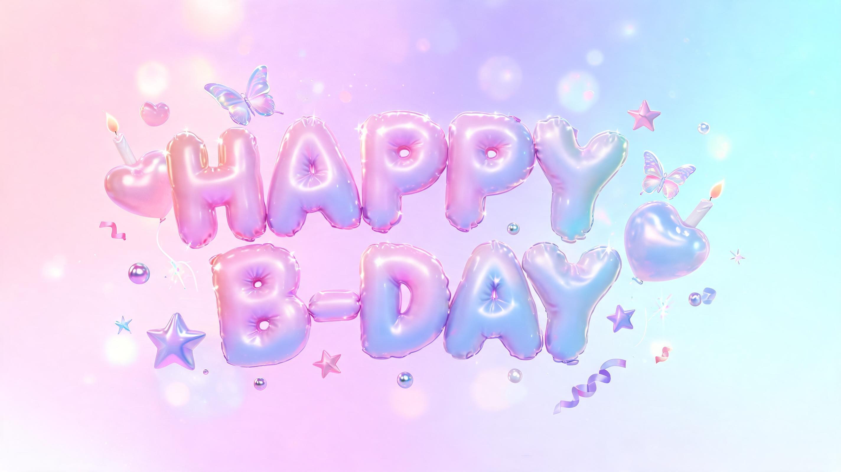 "HAPPY B-DAY" — Y2k Bubbly | AI Text Effect Generator
