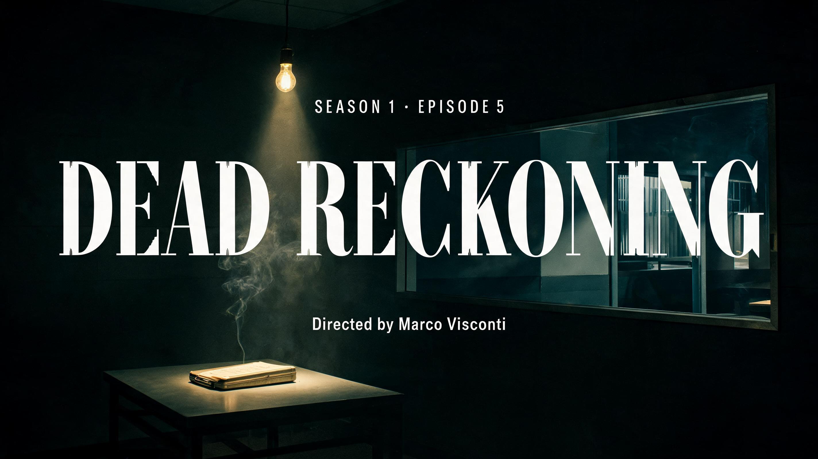 "SEASON 1 · EPISODE 5
DEAD RECKONING
Directed by Marco Visconti" — Cinematic | AI Text Effect Generator