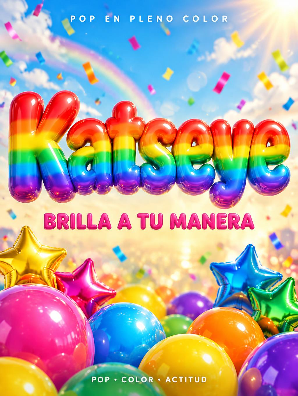 "Katseye
BRILLA A TU MANERA
POP EN PLENO COLOR
POP • COLOR • ACTITUD" — Rainbow | AI Text Effect Generator