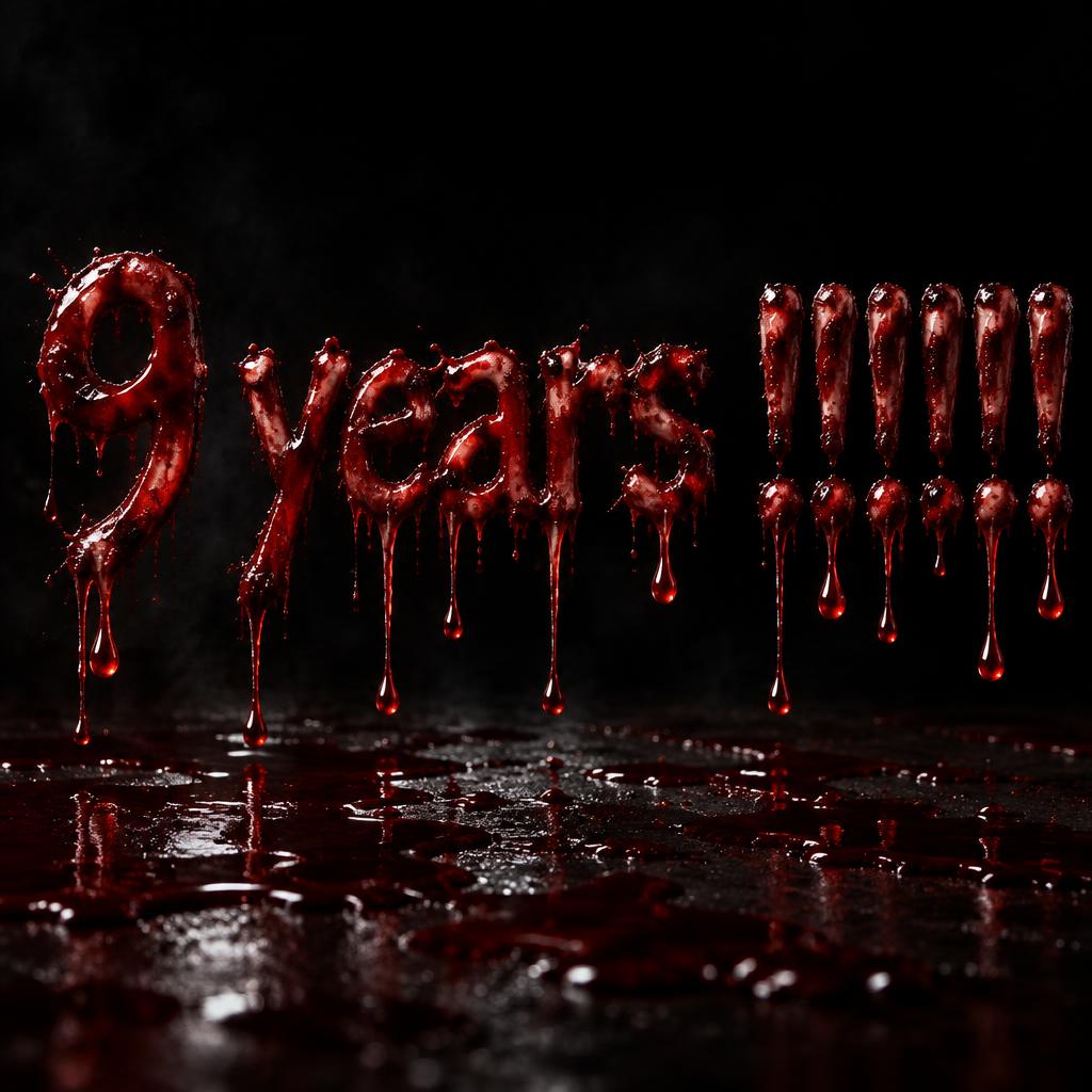 "9 years !!!!!!" — Drip Font Blood | AI Text Effect Generator