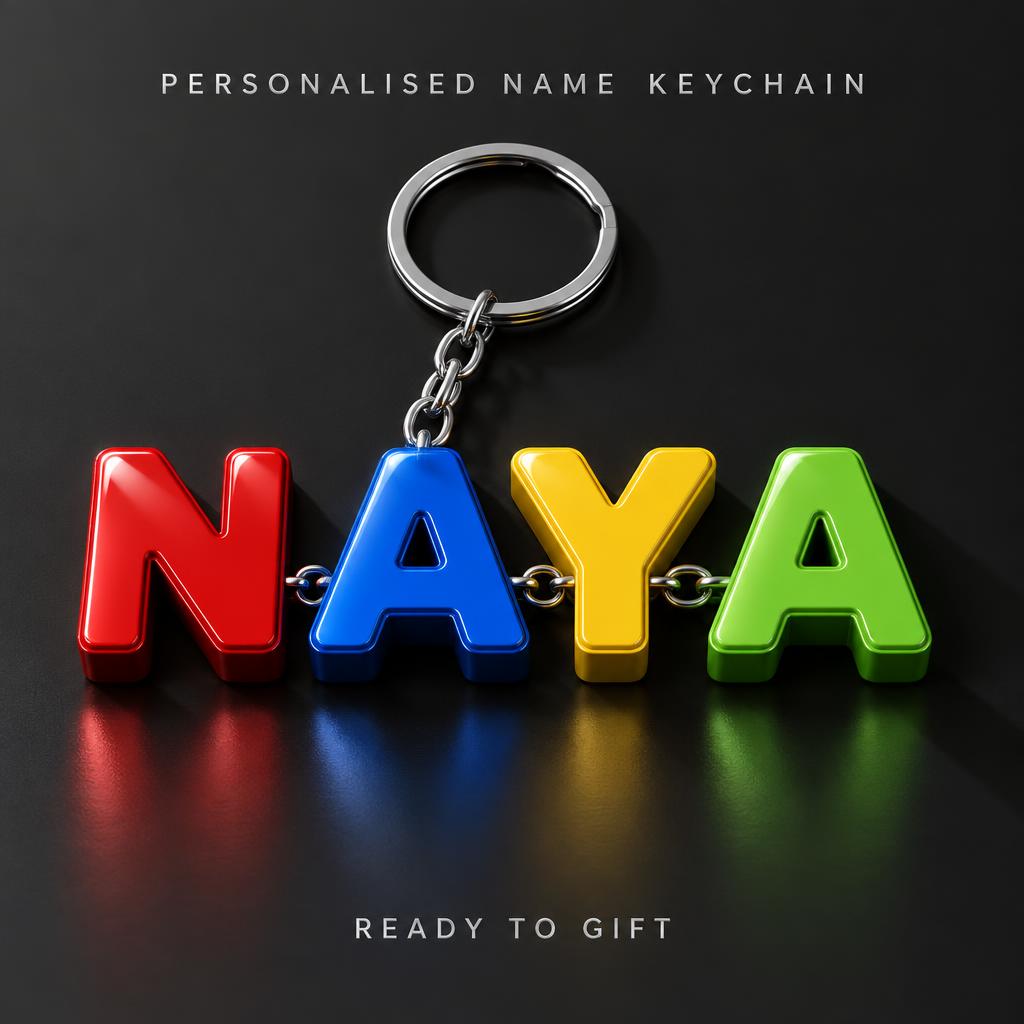 "NAYA
PERSONALISED NAME KEYCHAIN
READY TO GIFT" — 3d Bold | AI Text Effect Generator