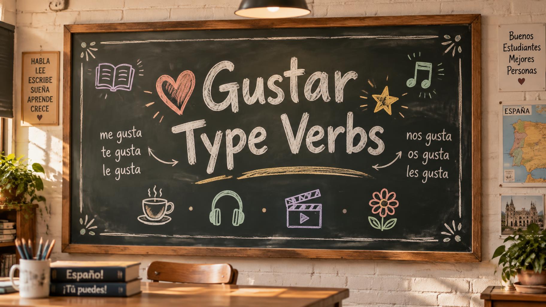 "Gustar Type Verbs" — Chalk | AI Text Effect Generator