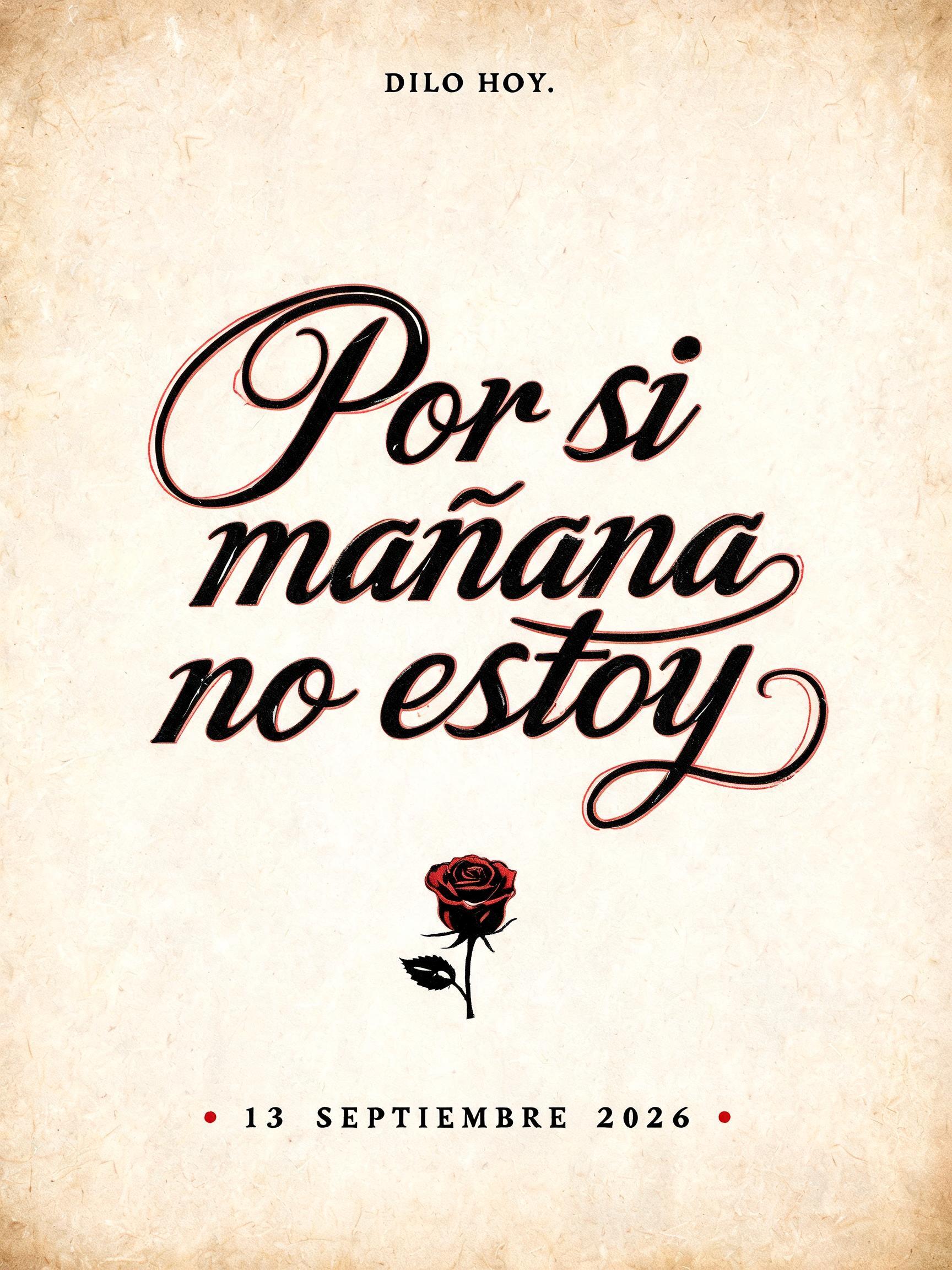 "Por si
mañana
no estoy
DILO HOY.
13 SEPTIEMBRE 2026" — Chicano | AI Text Effect Generator