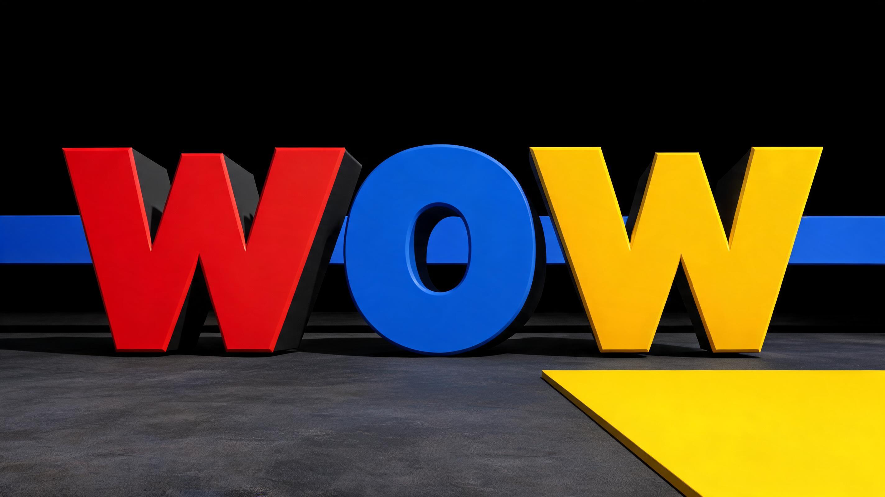 "WOW" — Geometric text effect