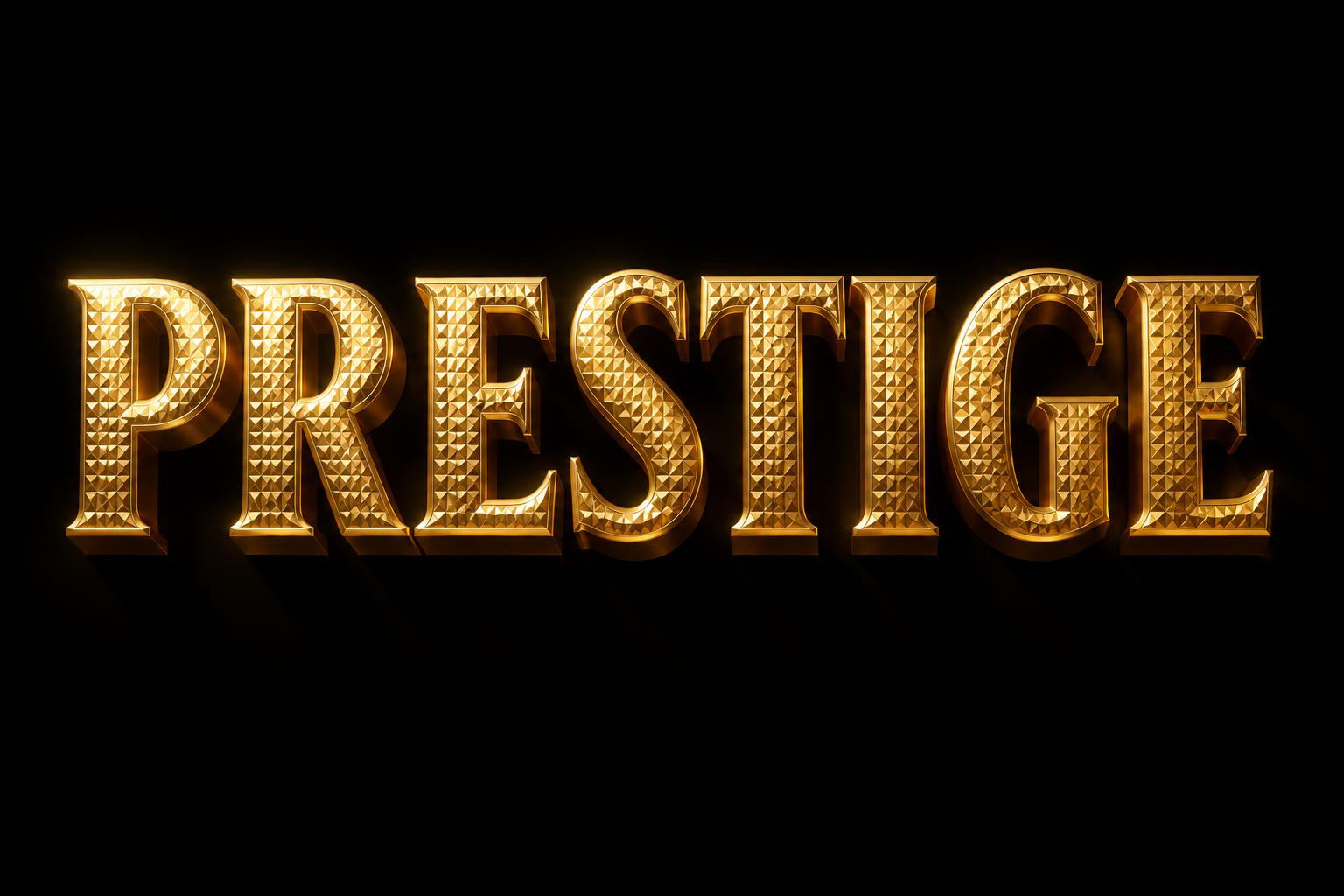 "PRESTIGE" — 3d Bold Gold | AI Text Effect Generator