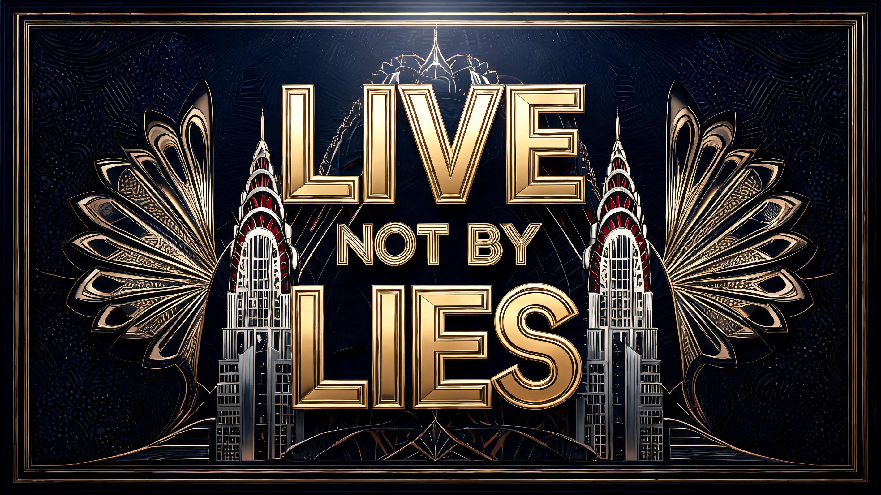 "live not by lies" — Art Deco text effect