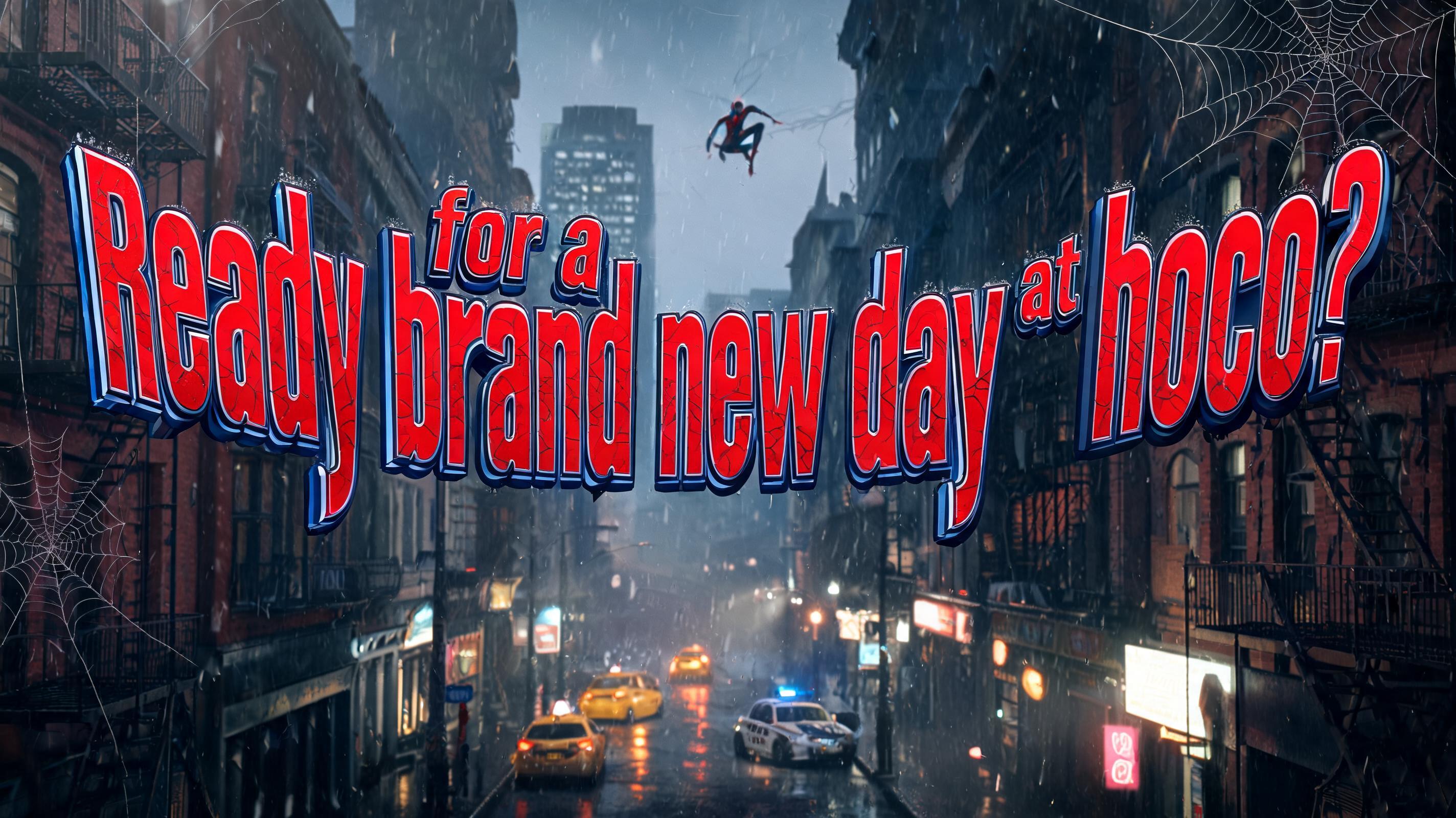 "Ready for a brand new day at hoco?" — Spider Hero | AI Text Effect Generator