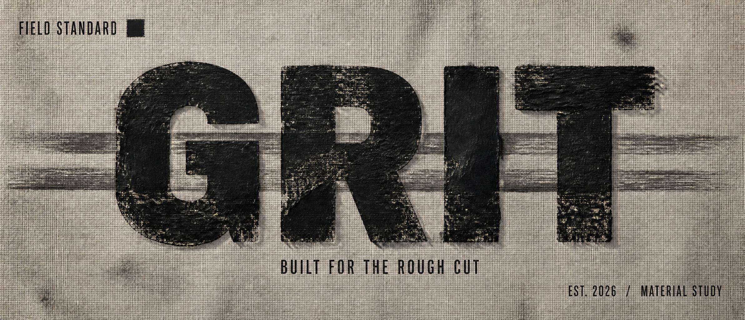 GRIT
FIELD STANDARD
BUILT FOR THE ROUGH CUT
EST. 2026  /  MATERIAL STUDY