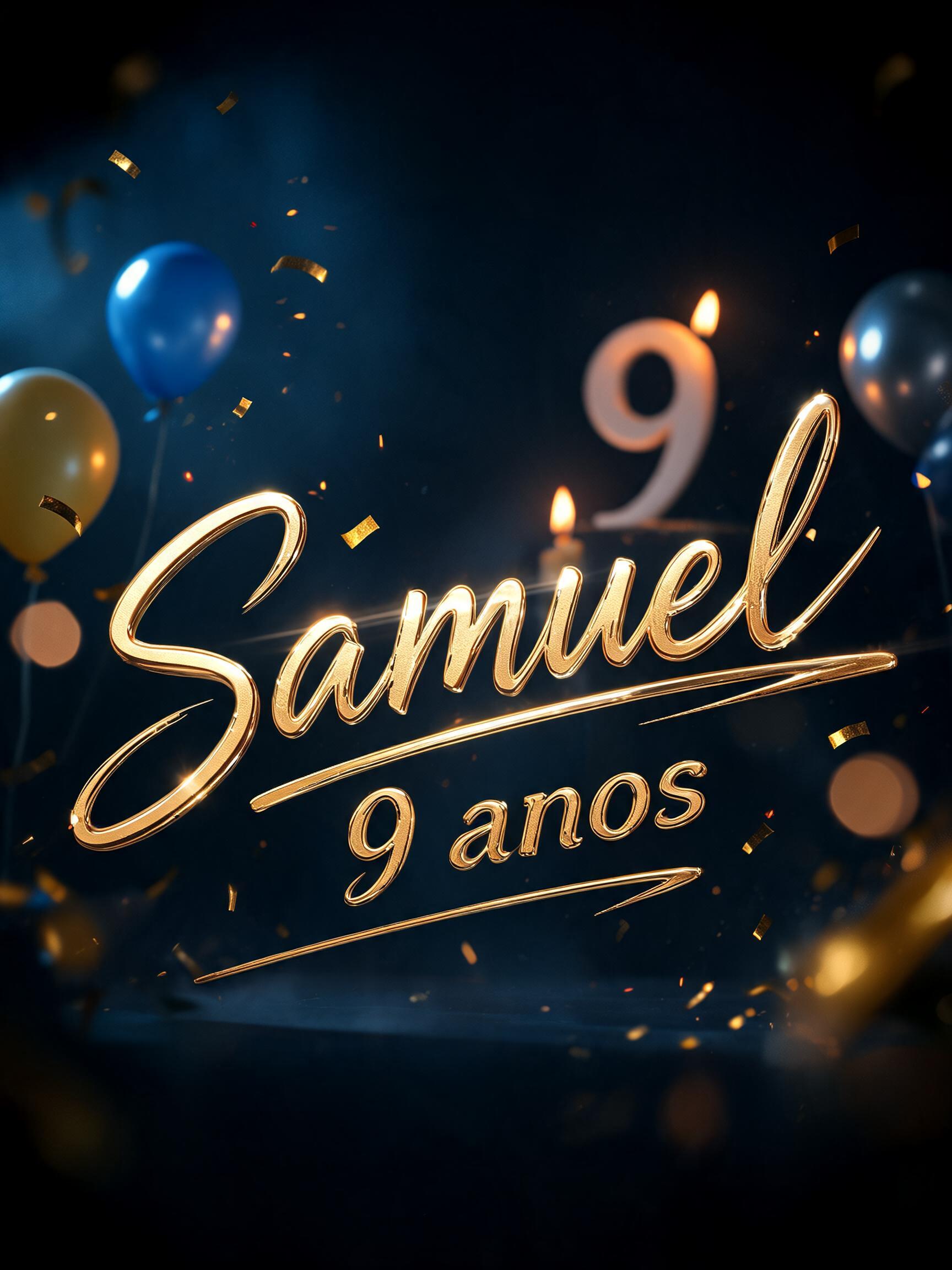 "Samuel
9 anos" — Cinematic | AI Text Effect Generator