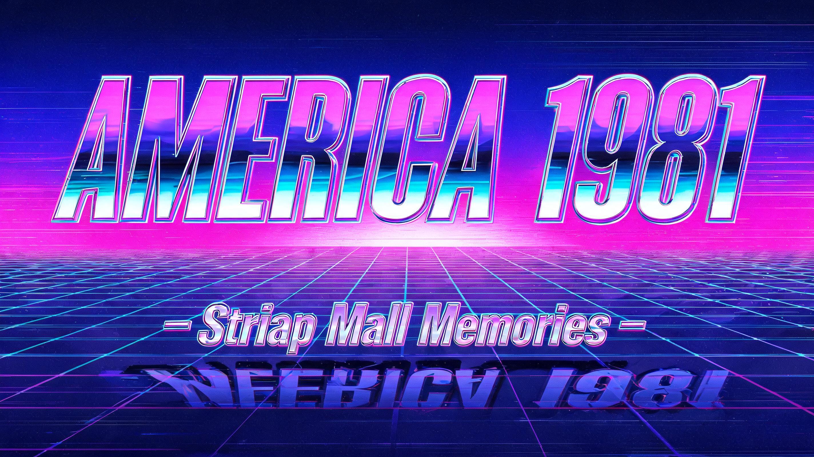 "America 1981 - Strip Mall Memories -" — Neon 80s | AI Text Effect Generator