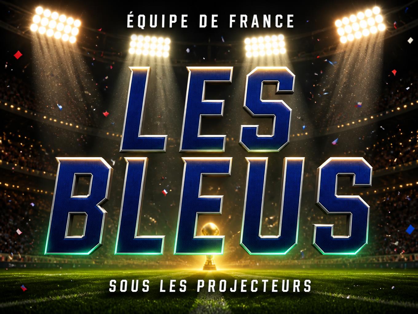 "LES BLEUS
ÉQUIPE DE FRANCE
SOUS LES PROJECTEURS" — Sports Football | AI Text Effect Generator