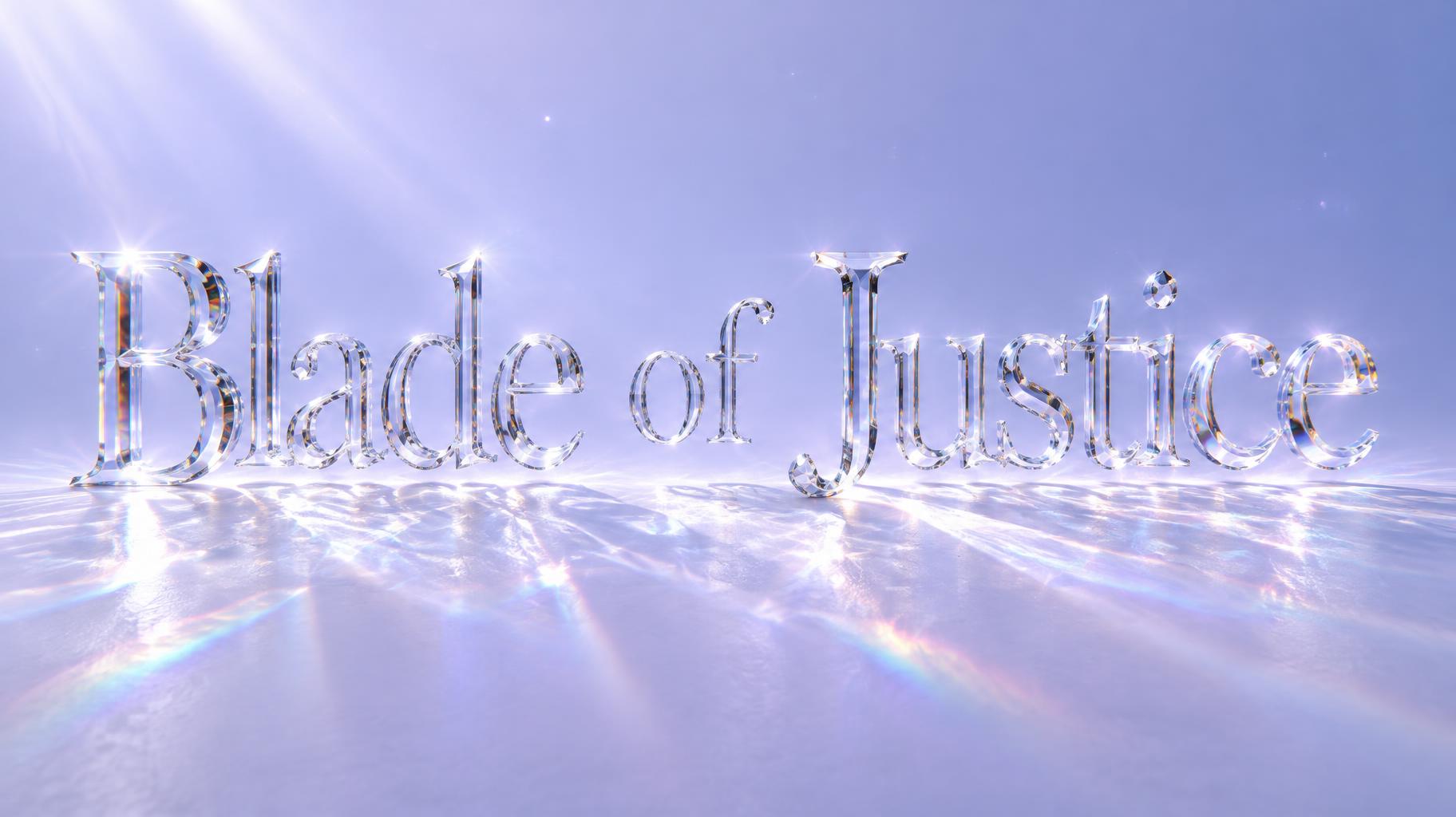 "Blade of Justice" — Glass | AI Text Effect Generator