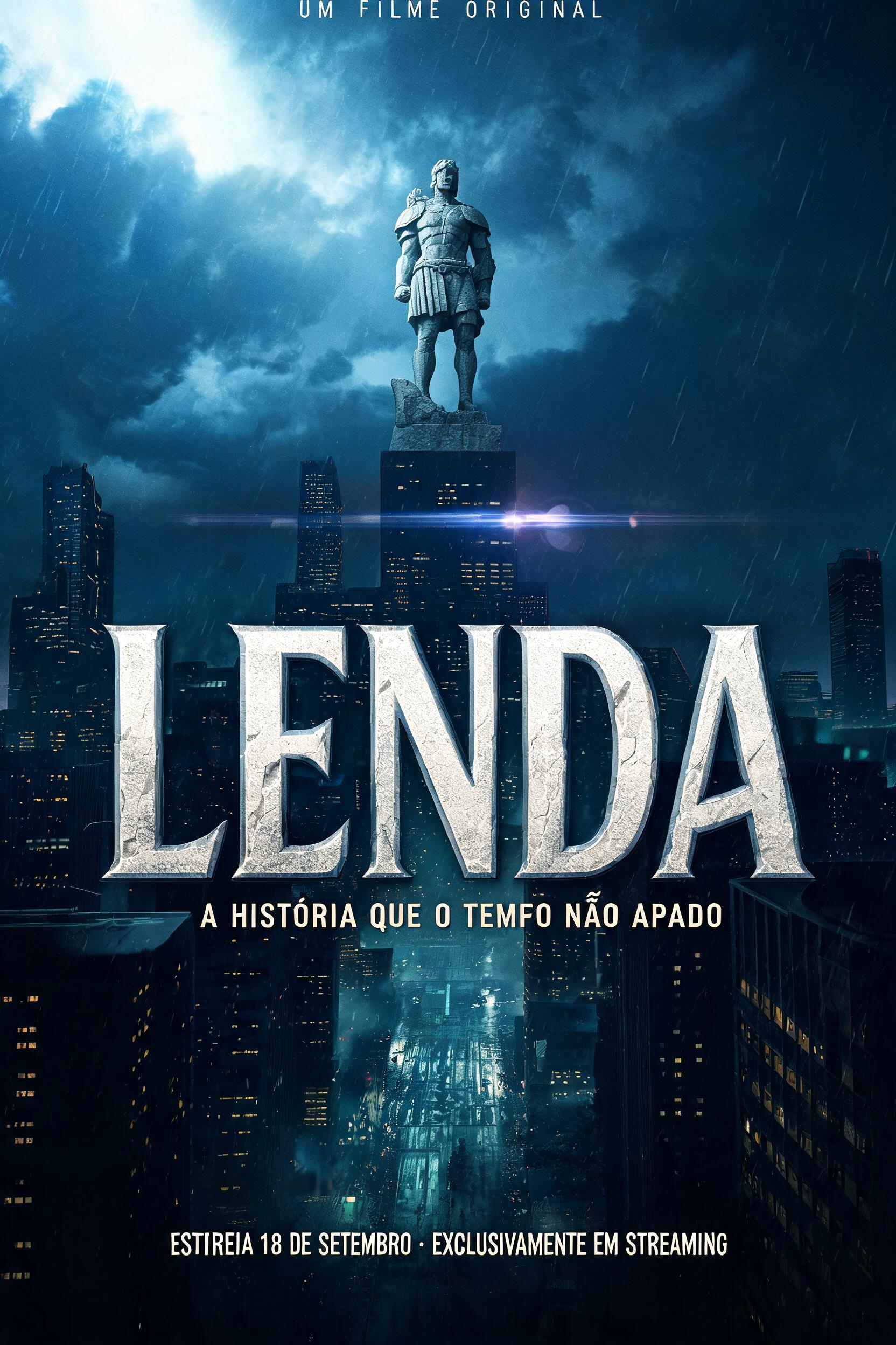 "LENDA
A HISTÓRIA QUE O TEMPO NÃO APAGOU
UM FILME ORIGINAL
ESTREIA 18 DE SETEMBRO · EXCLUSIVAMENTE EM STREAMING" — Cinematic Netflix | AI Text Effect Generator