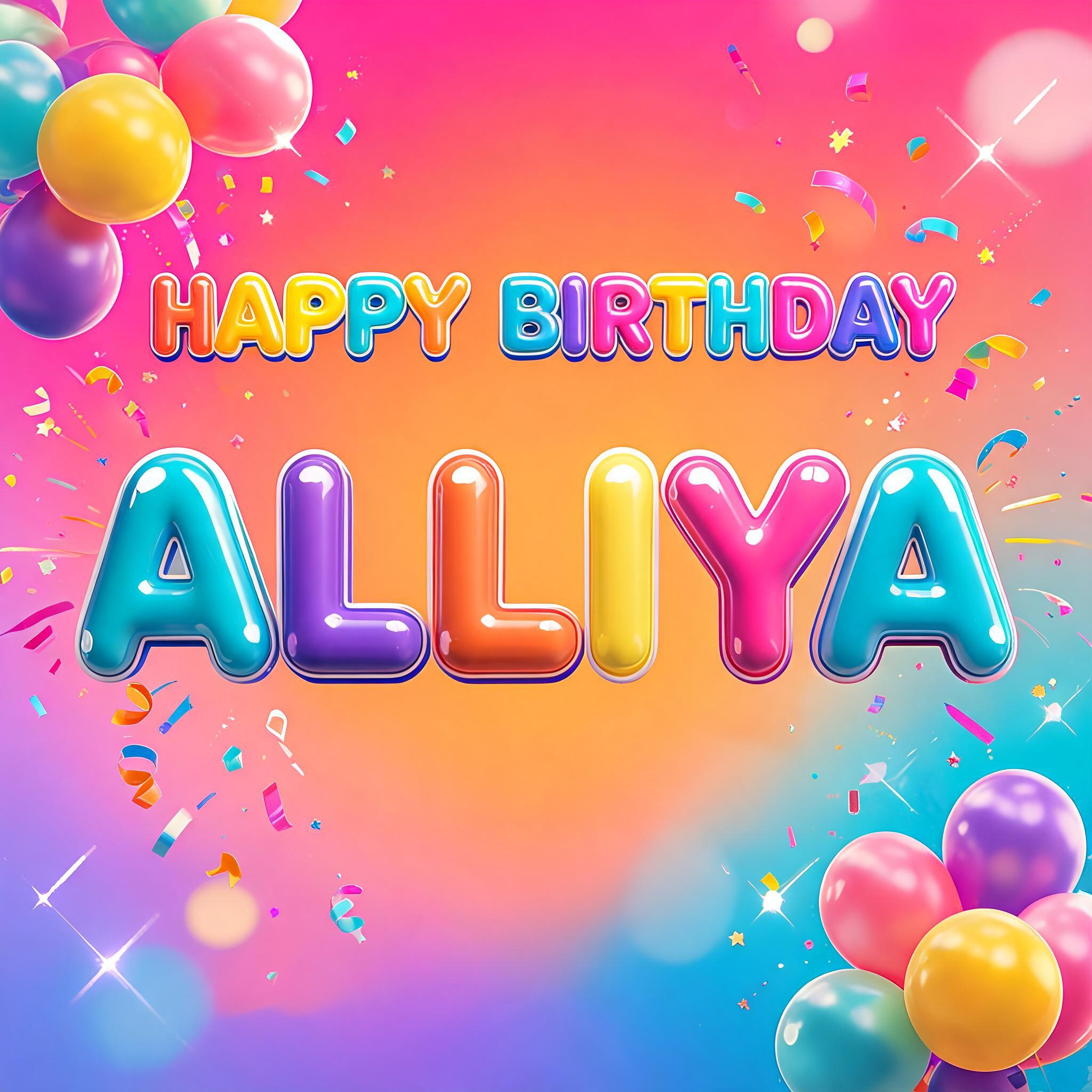 "HAPPY BIRTHDAY
ALLIYA" — Birthday text effect