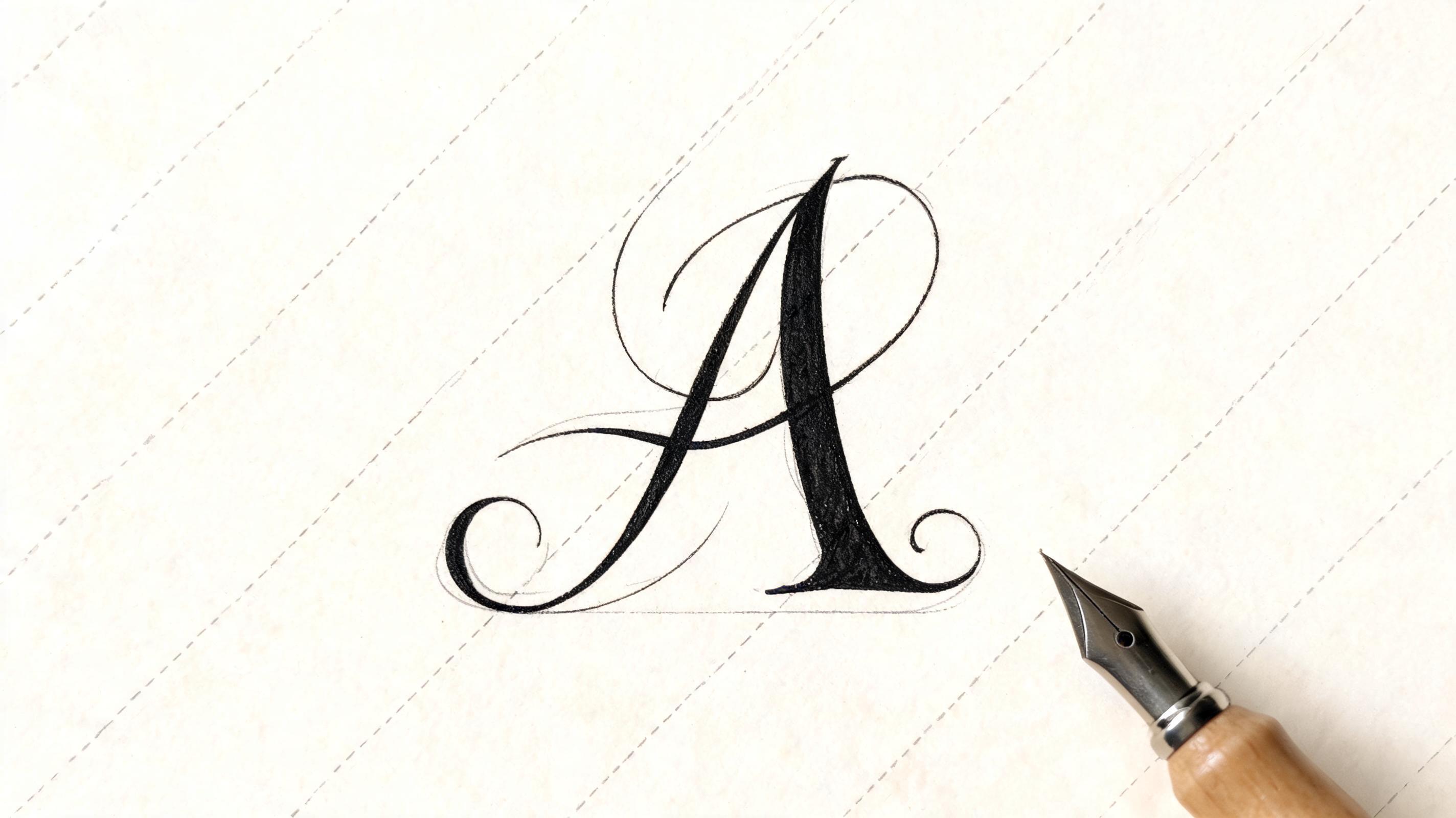 "A" — Cursive Calligraphy text effect