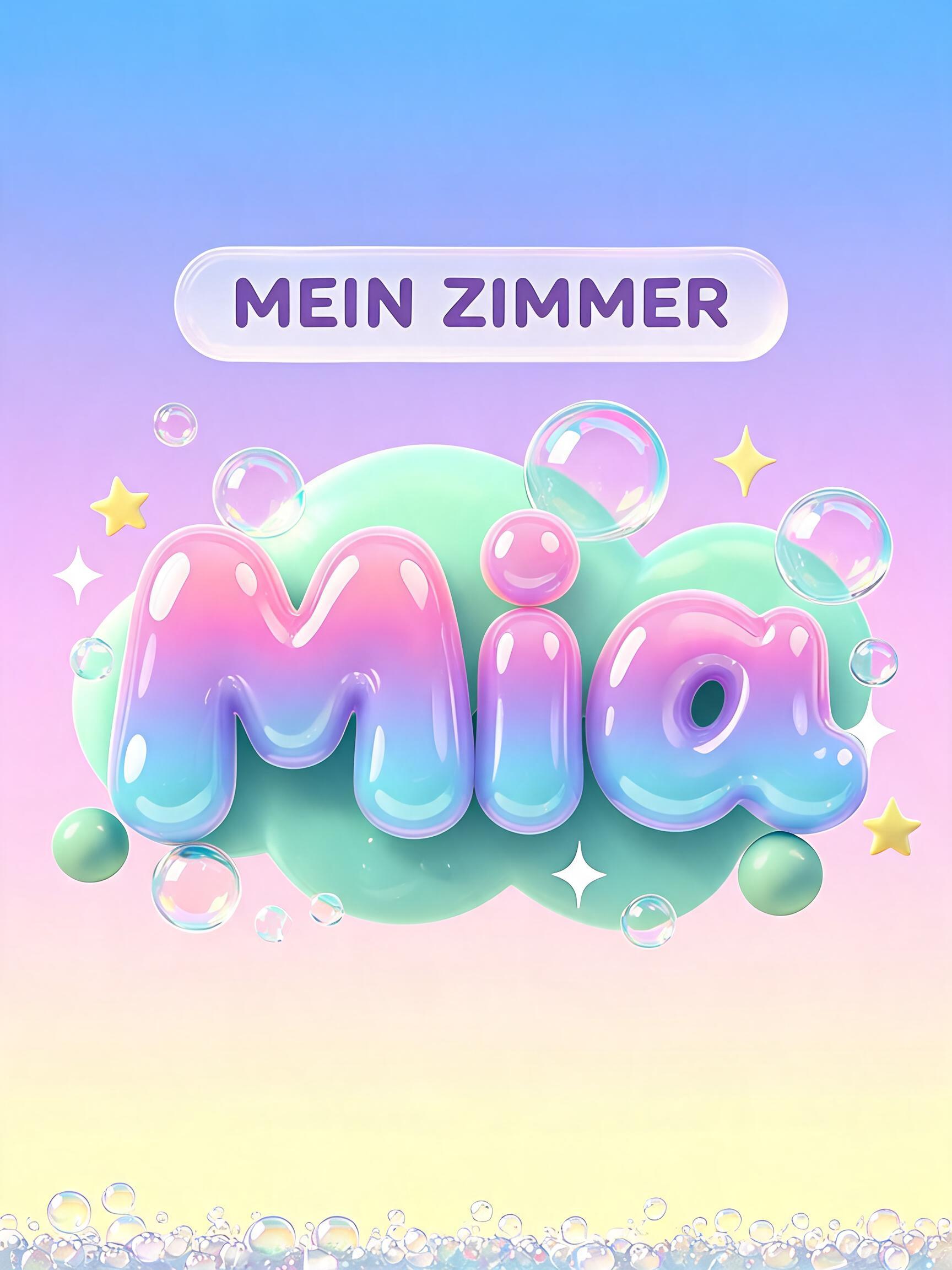 "Mia
MEIN ZIMMER" — Bubble text effect