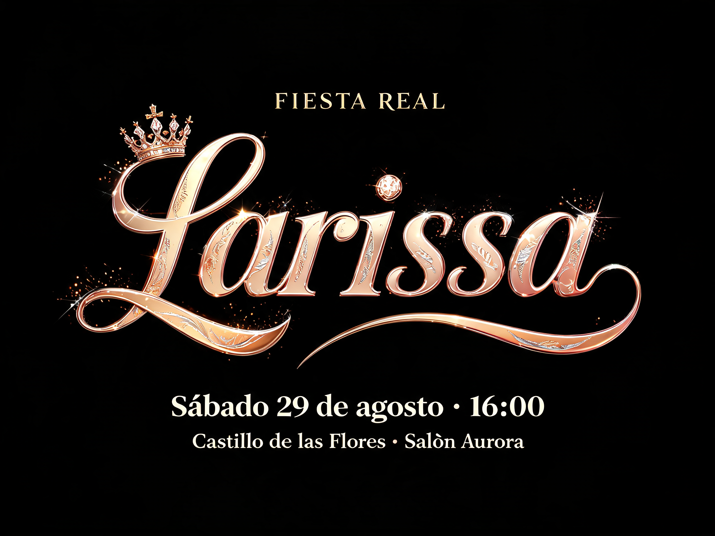 "Hazme letras de princesa que diga «Larissa» para una fiesta" — Fairy Tale | AI Text Effect Generator