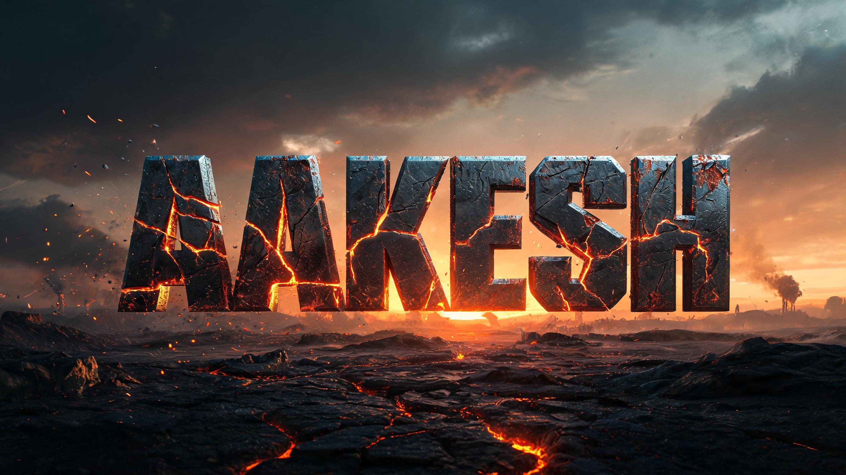 "AAKESH" — Post Apocalyptic text effect