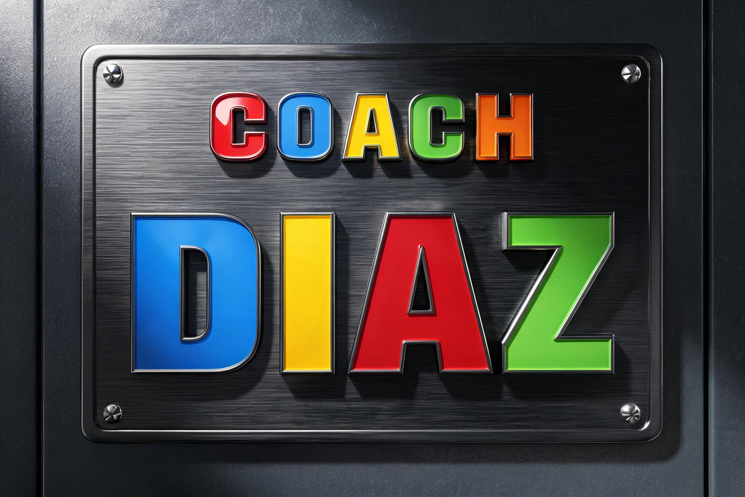 "COACH
DIAZ" — 3d bold text effect