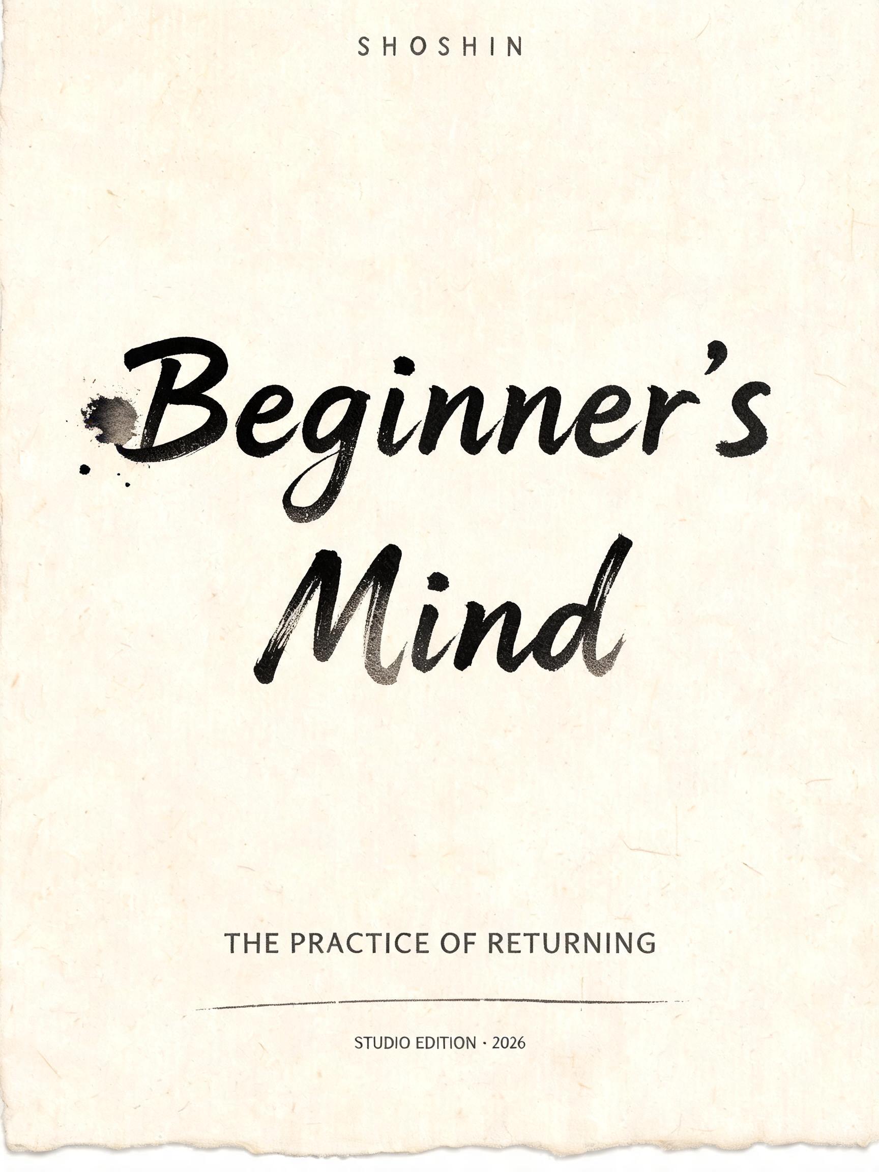 "Beginner’s
Mind
SHOSHIN
THE PRACTICE OF RETURNING
STUDIO EDITION · 2026" — Brush Japanese Ink | AI Text Effect Generator