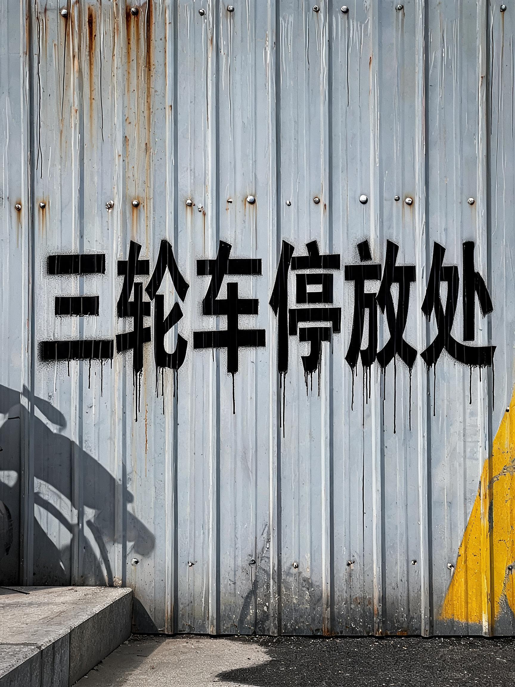 "三轮车停放处" — Stencil | AI Text Effect Generator