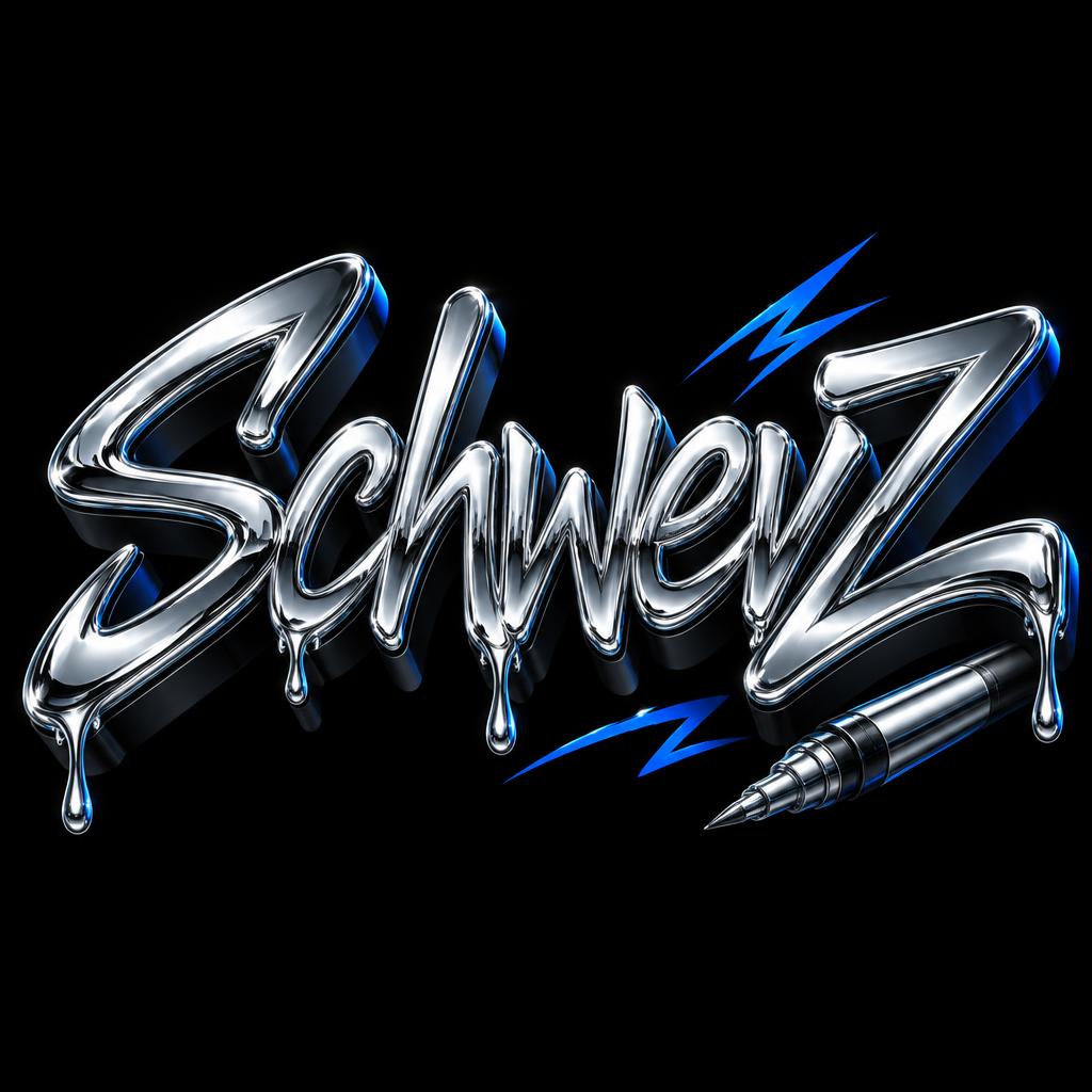 "SchwevZ" — Chrome Metal 3d | AI Text Effect Generator