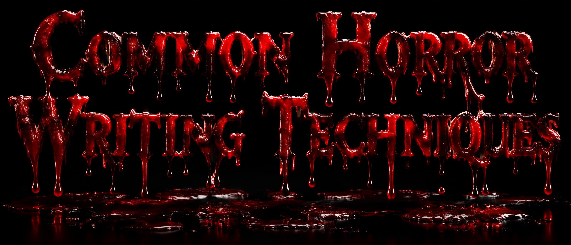 "Common Horror Writing Techniques" — Drip Font Blood | AI Text Effect Generator
