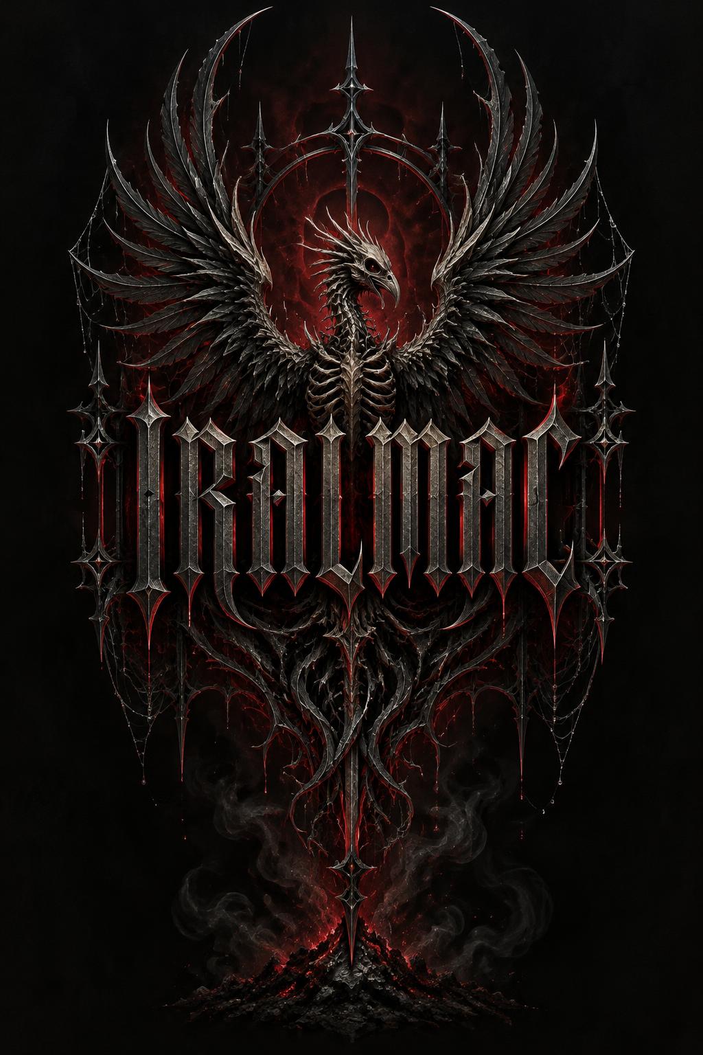 "IRALMAC" — Gothic Dark text effect