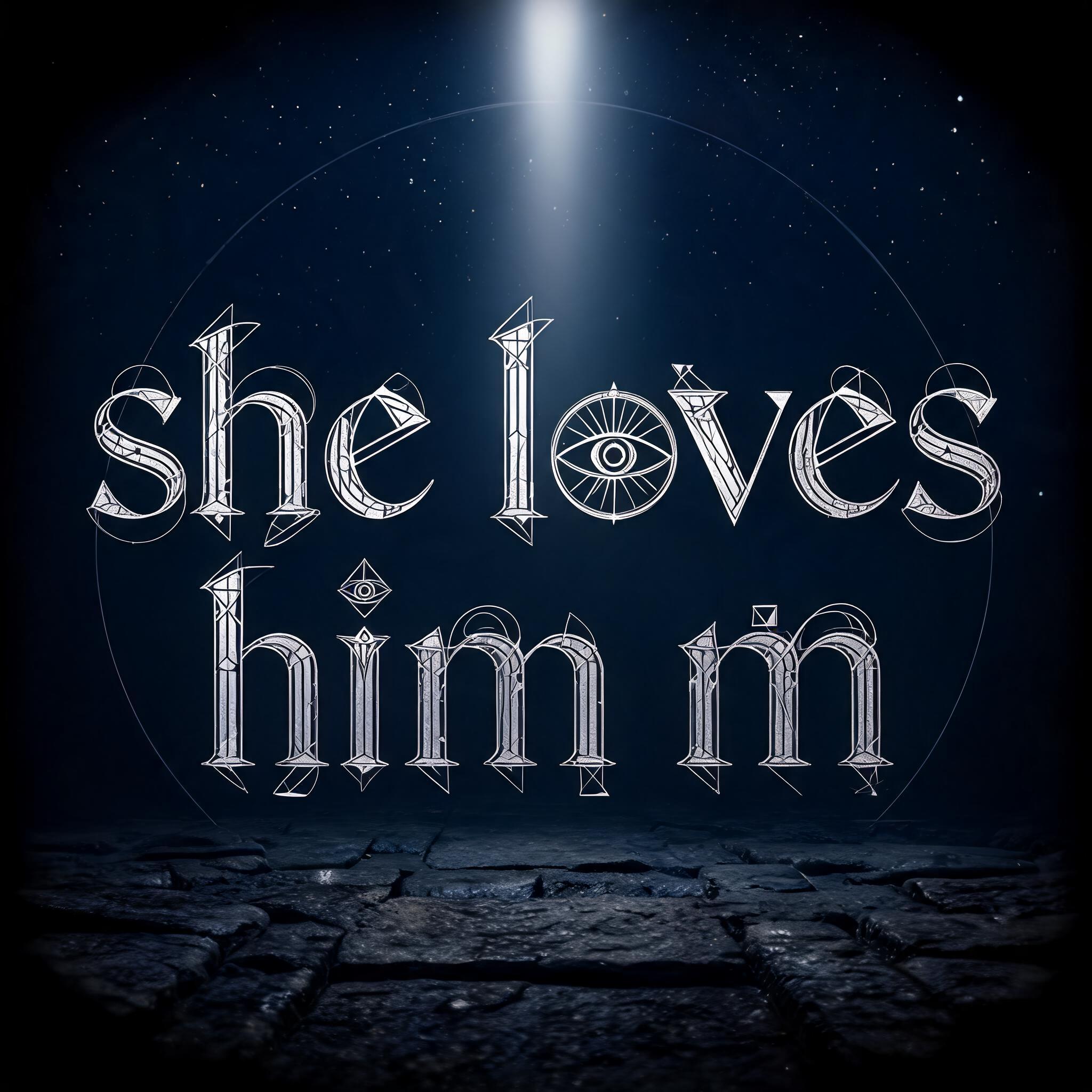 "she loves him" — Celestial Symbol text effect