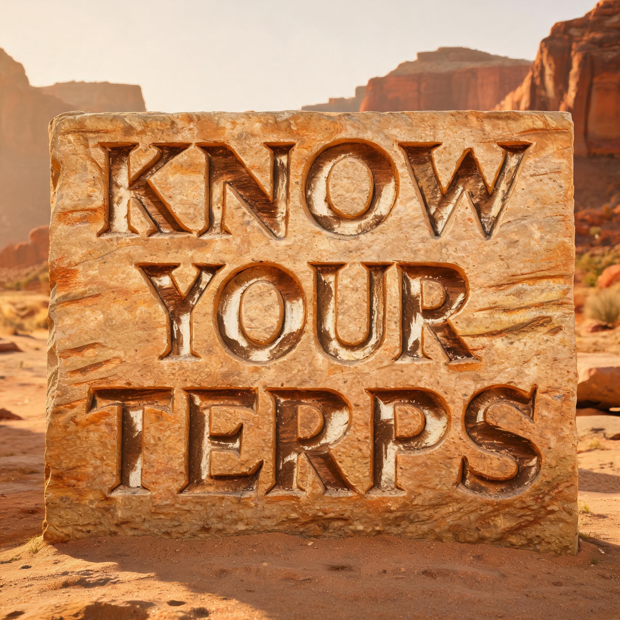 "KNOW YOUR TERPS" — Sand Stone | AI Text Effect Generator