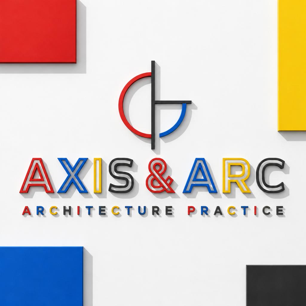 "AXIS & ARC
ARCHITECTURE PRACTICE" — Geometric text effect