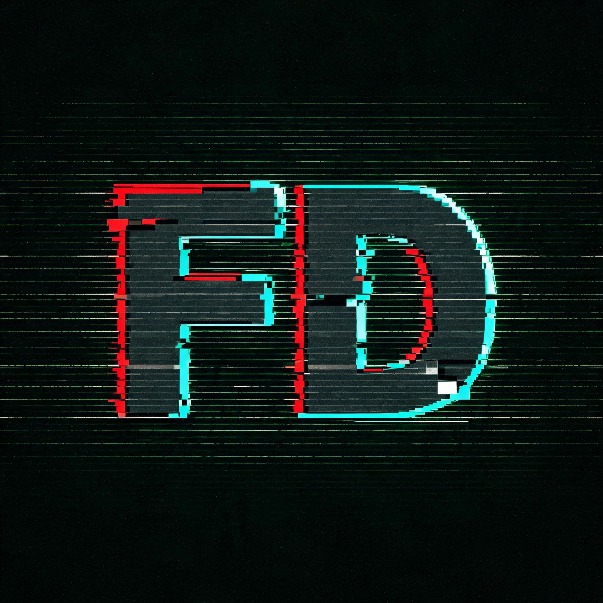 "FD" — Glitch text effect