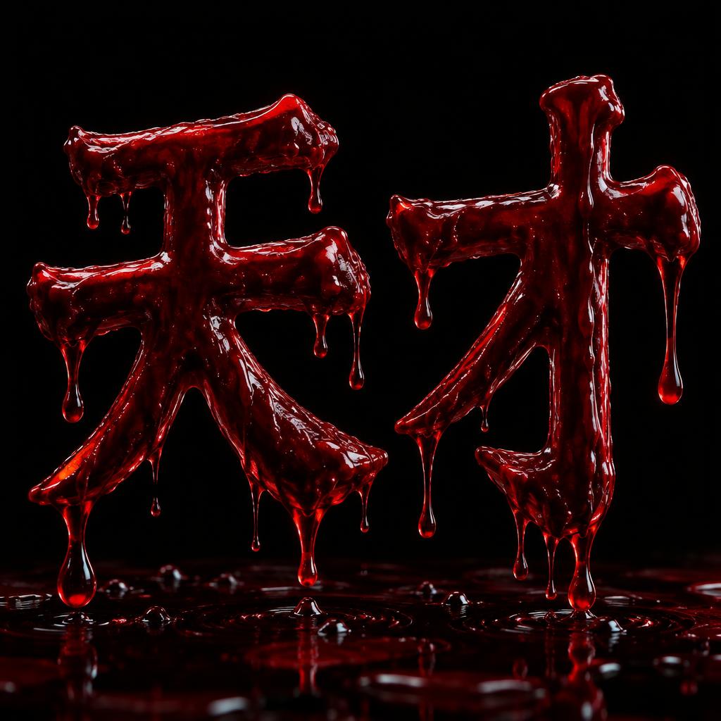 "天才" — Drip Font Blood | AI Text Effect Generator