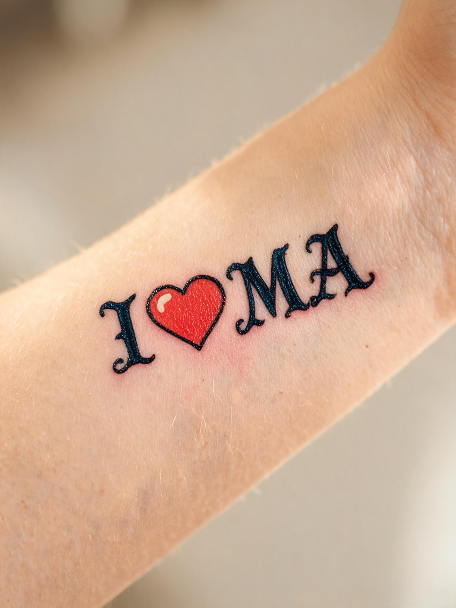 "I ❤️ MA" — Tattoo text effect