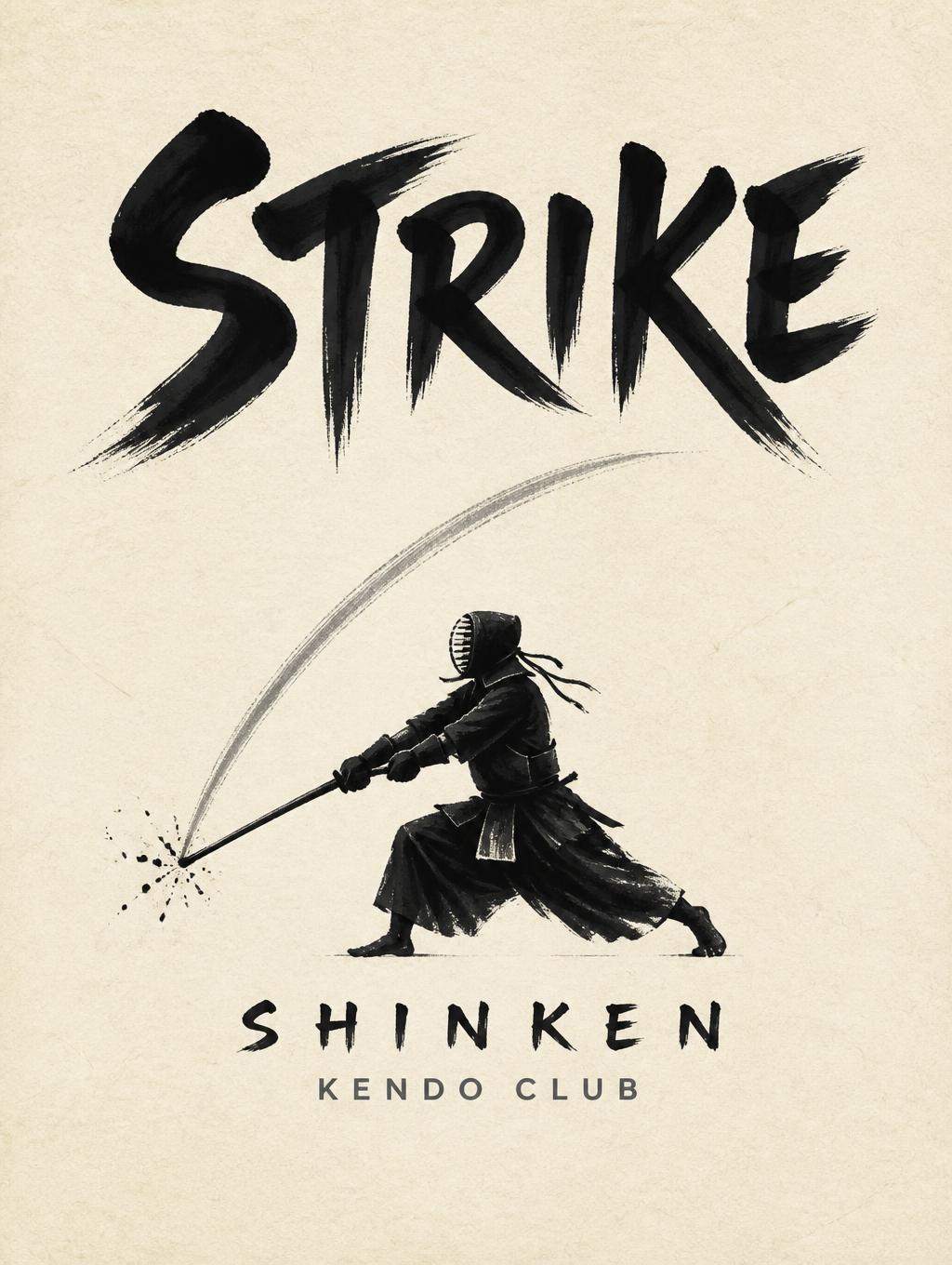 "STRIKE
SHINKEN
KENDO CLUB" — Brush Japanese Ink | AI Text Effect Generator