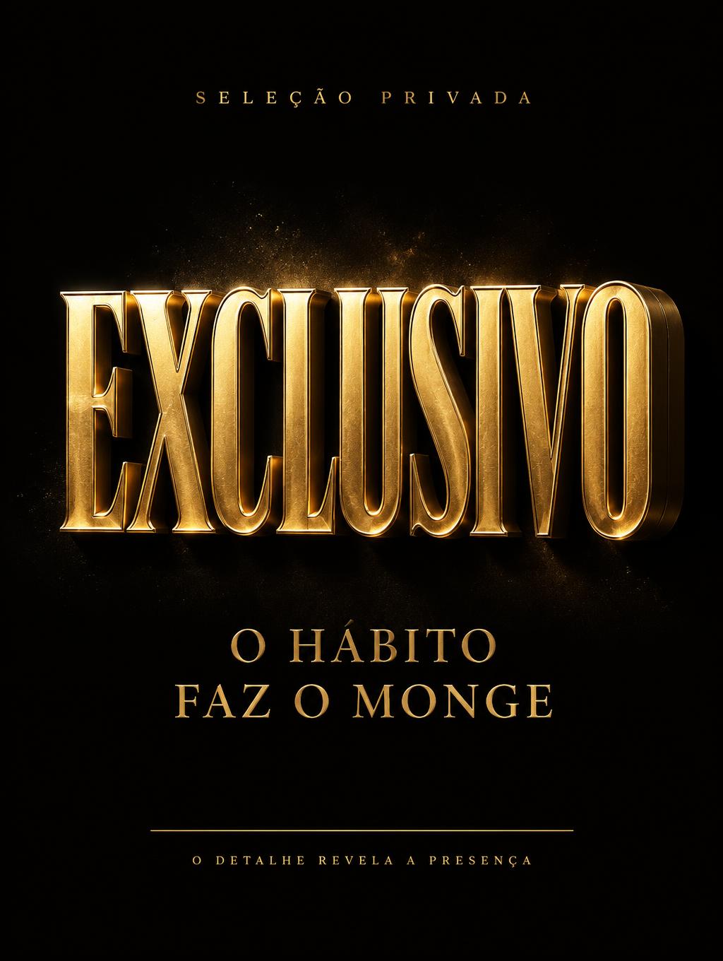 "EXCLUSIVO
SELEÇÃO PRIVADA
O HÁBITO
FAZ O MONGE
O DETALHE REVELA A PRESENÇA" — 3d Bold Gold | AI Text Effect Generator