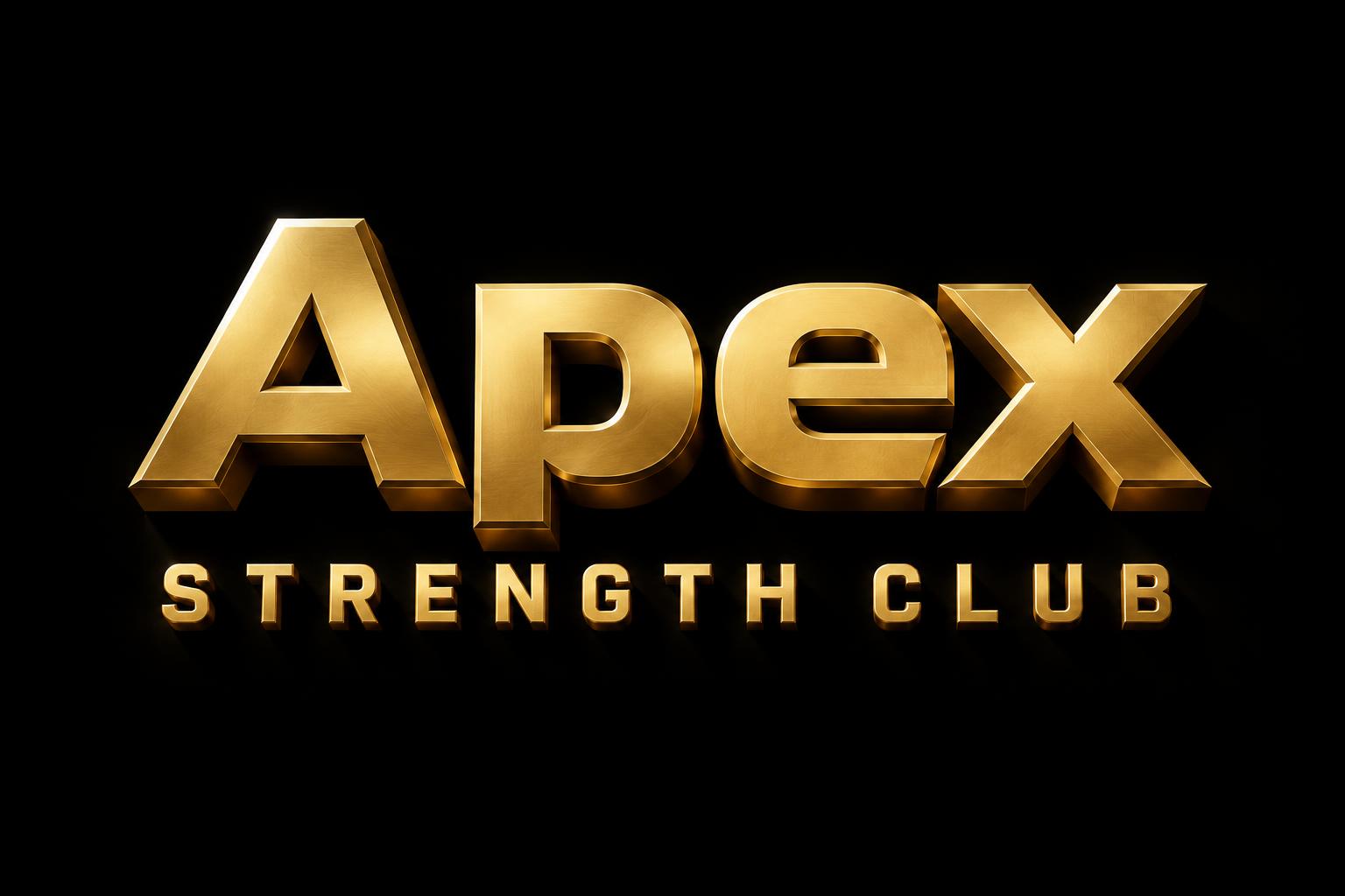 "Apex
Strength Club" — 3d Bold Gold | AI Text Effect Generator