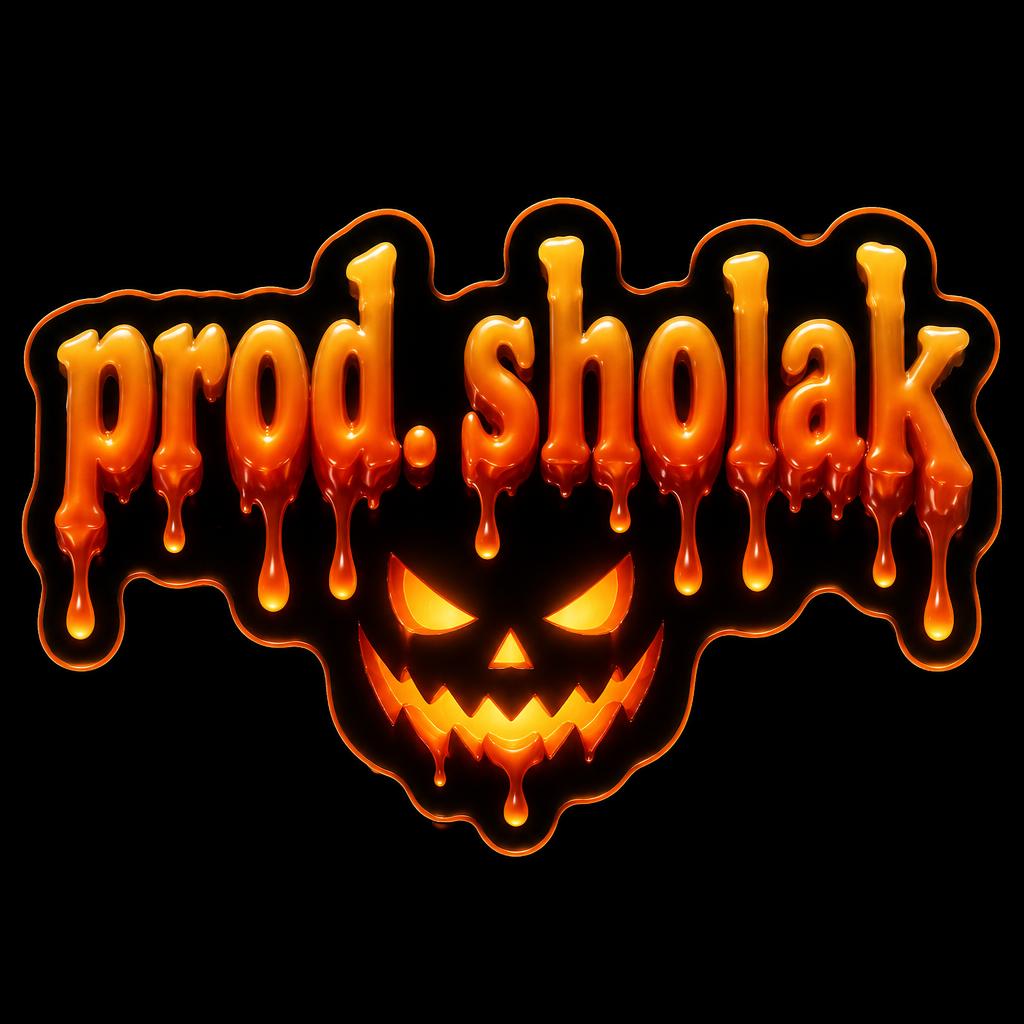 "prod. sholak" — Horror | AI Text Effect Generator