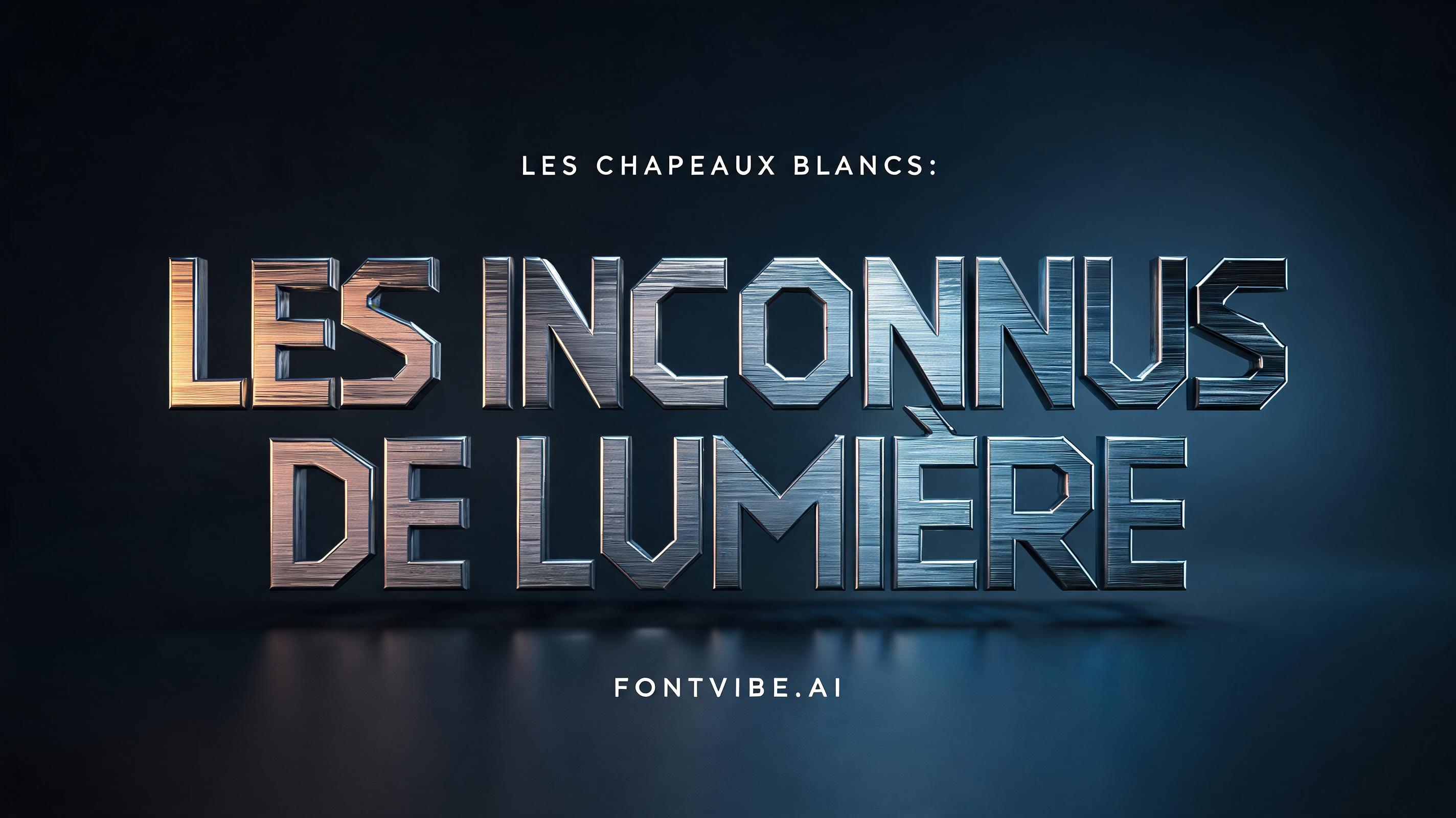 "LES CHAPEAUX BLANCS:
LES INCONNUS DE LUMIÈRE" — Metallic | AI Text Effect Generator