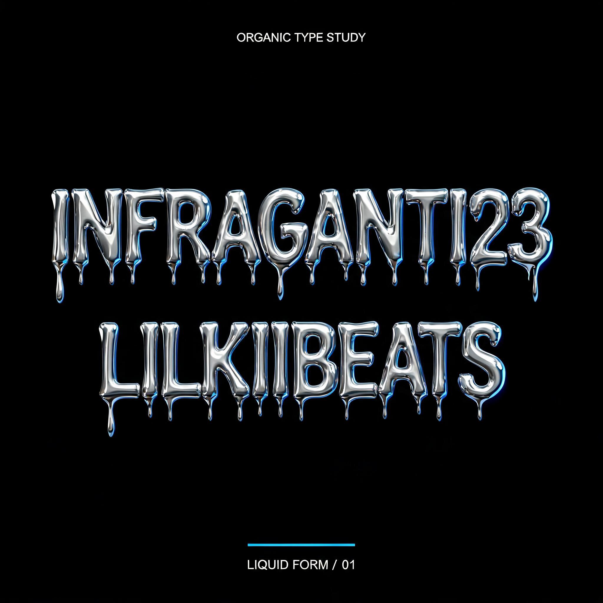 "INFRAGANTI23               LILKIIBEATS" — Chrome Metal 3d | AI Text Effect Generator
