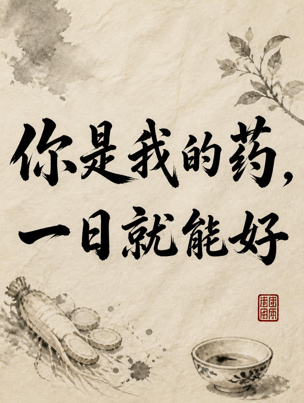 "你是我的药，一日就能好" — Brush Chinese Ink | AI Text Effect Generator