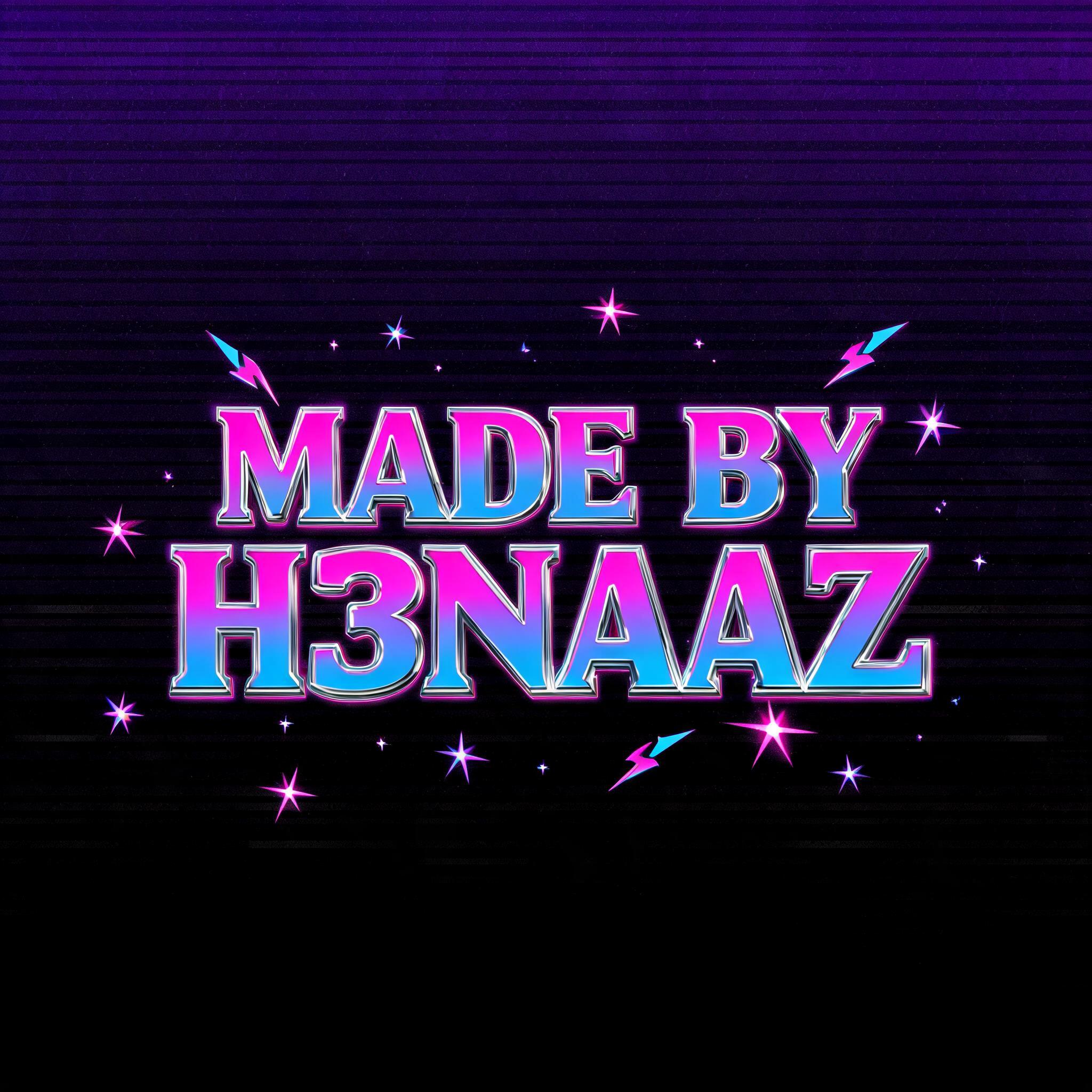 "Made By H3NAAZ" — Vintage text effect