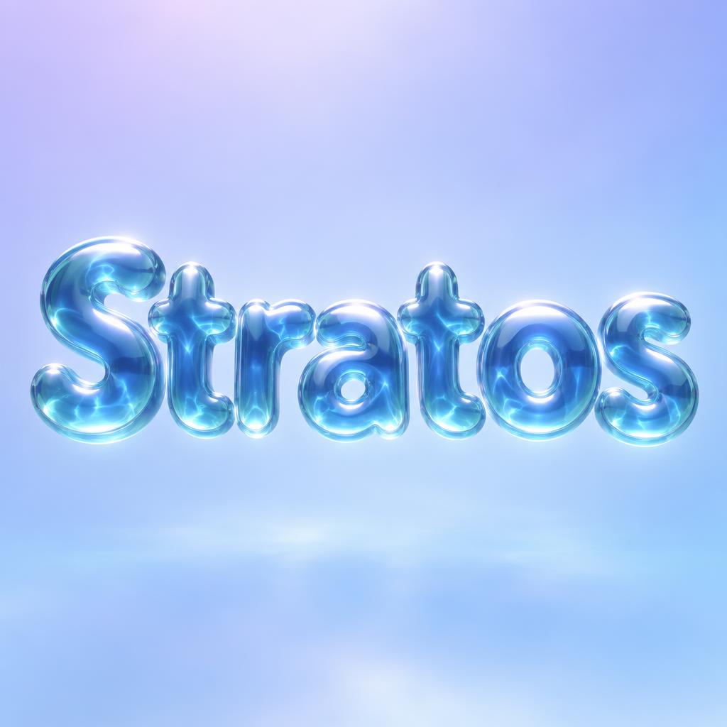 "Stratos" — Glass Liquid | AI Text Effect Generator