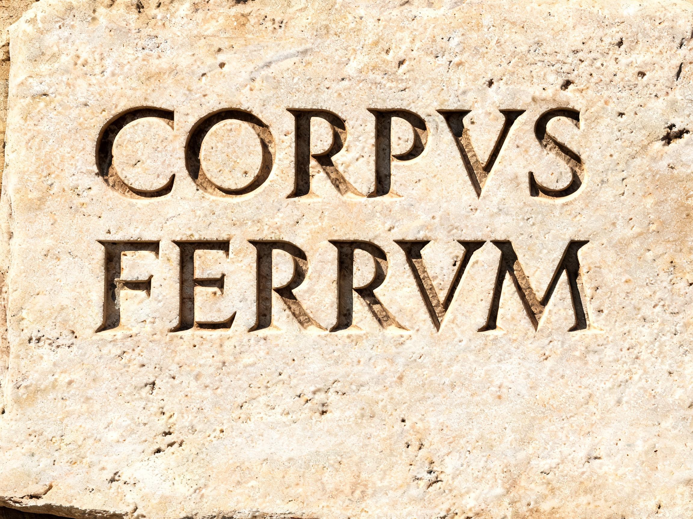 "CORPVS FERRVM" — Handwritten Script text effect
