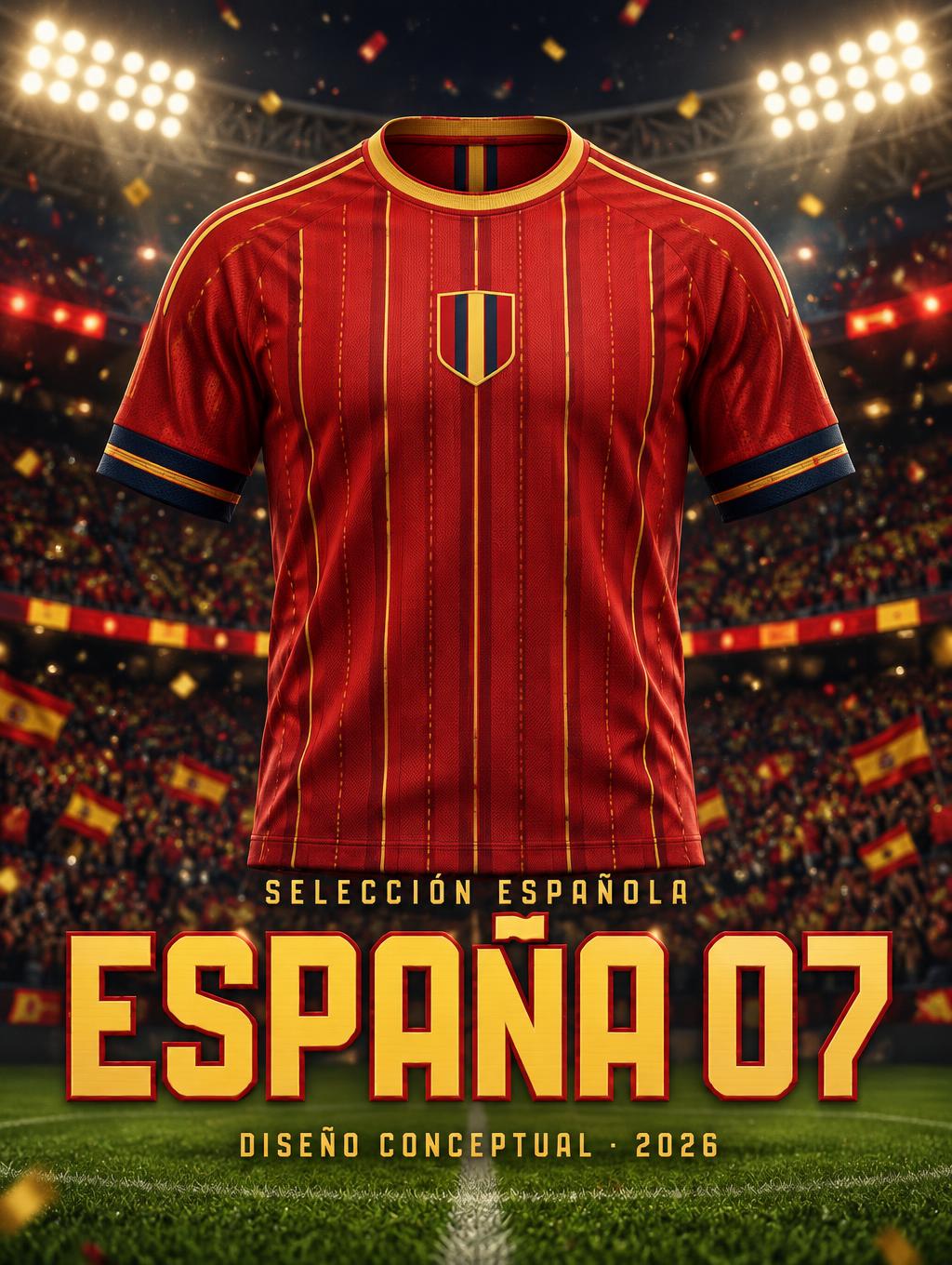 "ESPAÑA 07
SELECCIÓN ESPAÑOLA
DISEÑO CONCEPTUAL · 2026" — Sports Football | AI Text Effect Generator