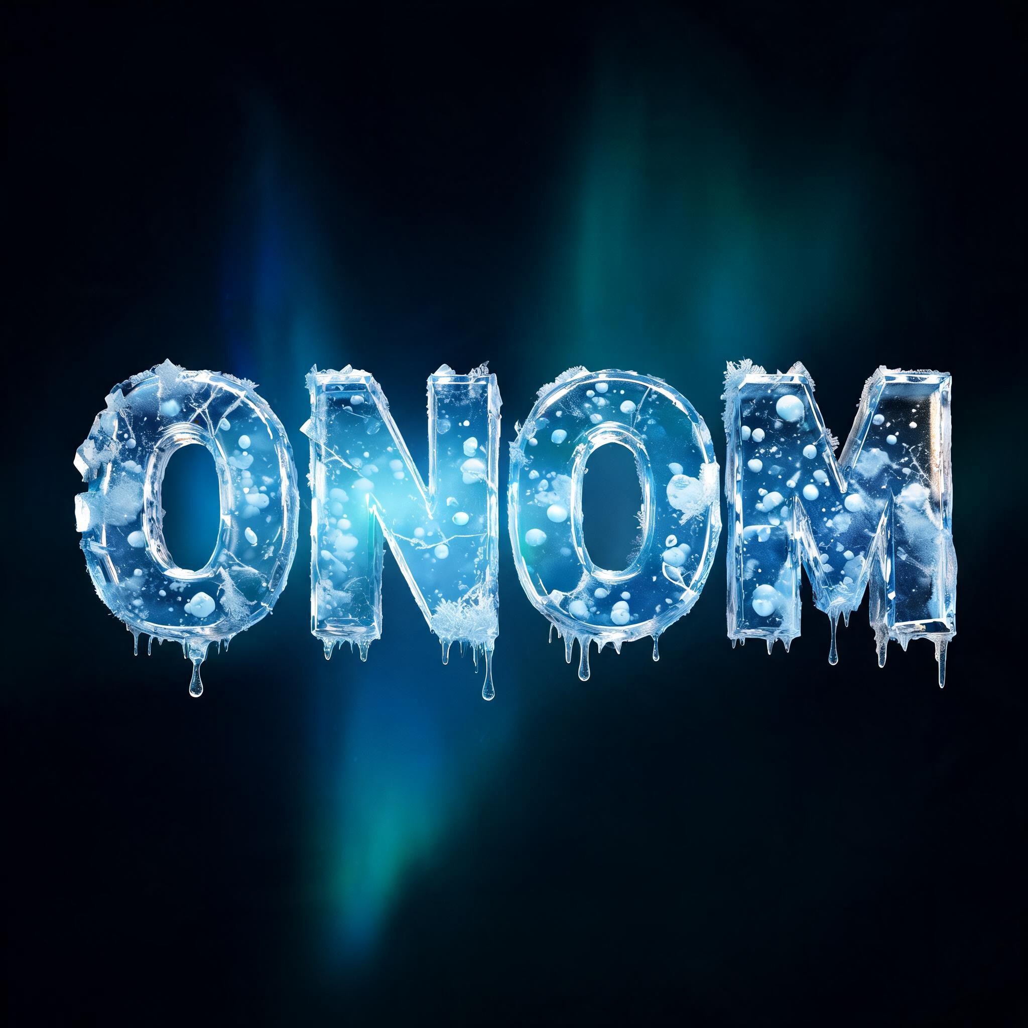 "ONOM" — Glass Frozen | AI Text Effect Generator