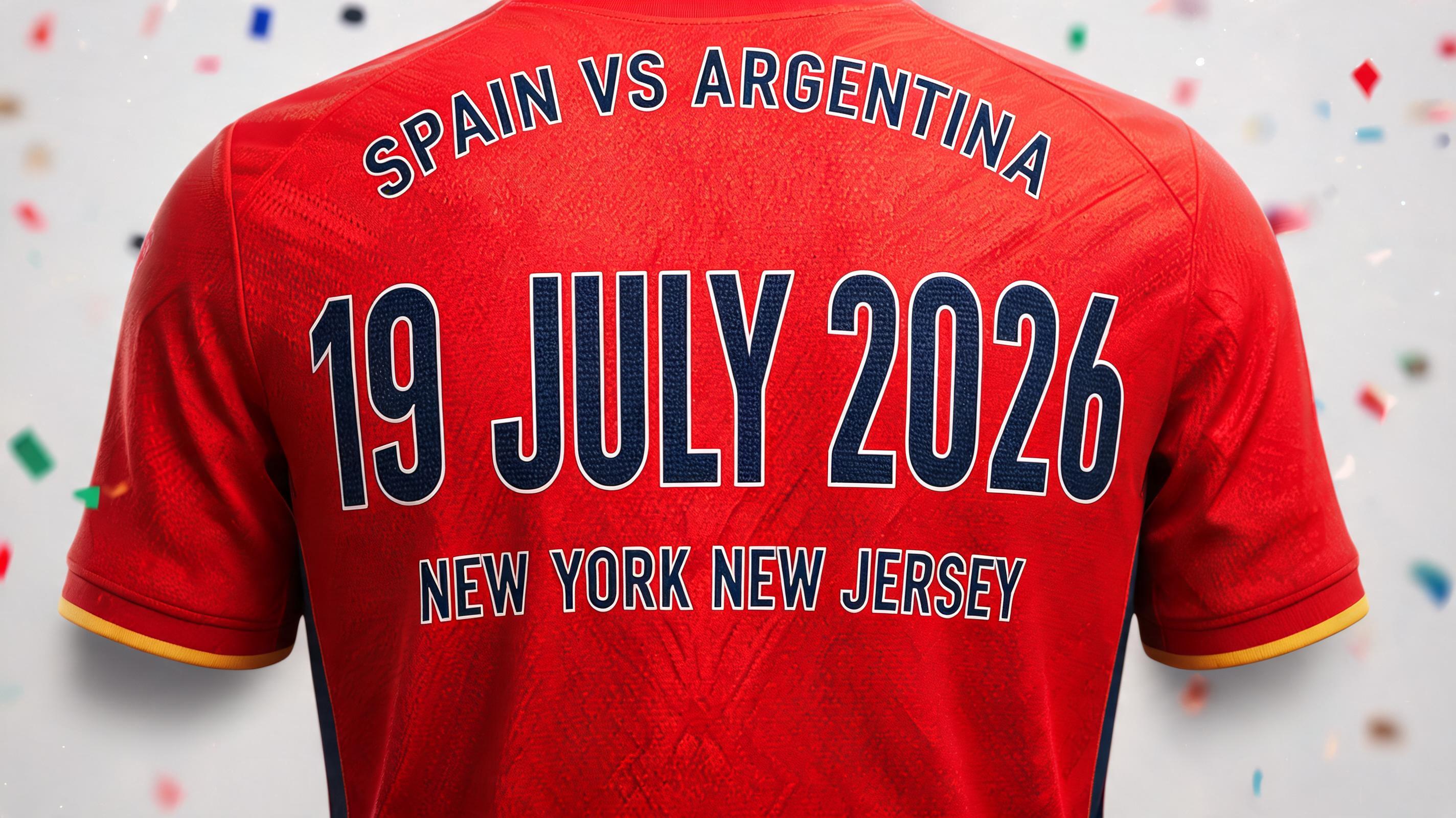 "SPAIN VS ARGENTINA
           19 JULY 2026
NEW YORK NEW JERSEY" — Sports Football | AI Text Effect Generator
