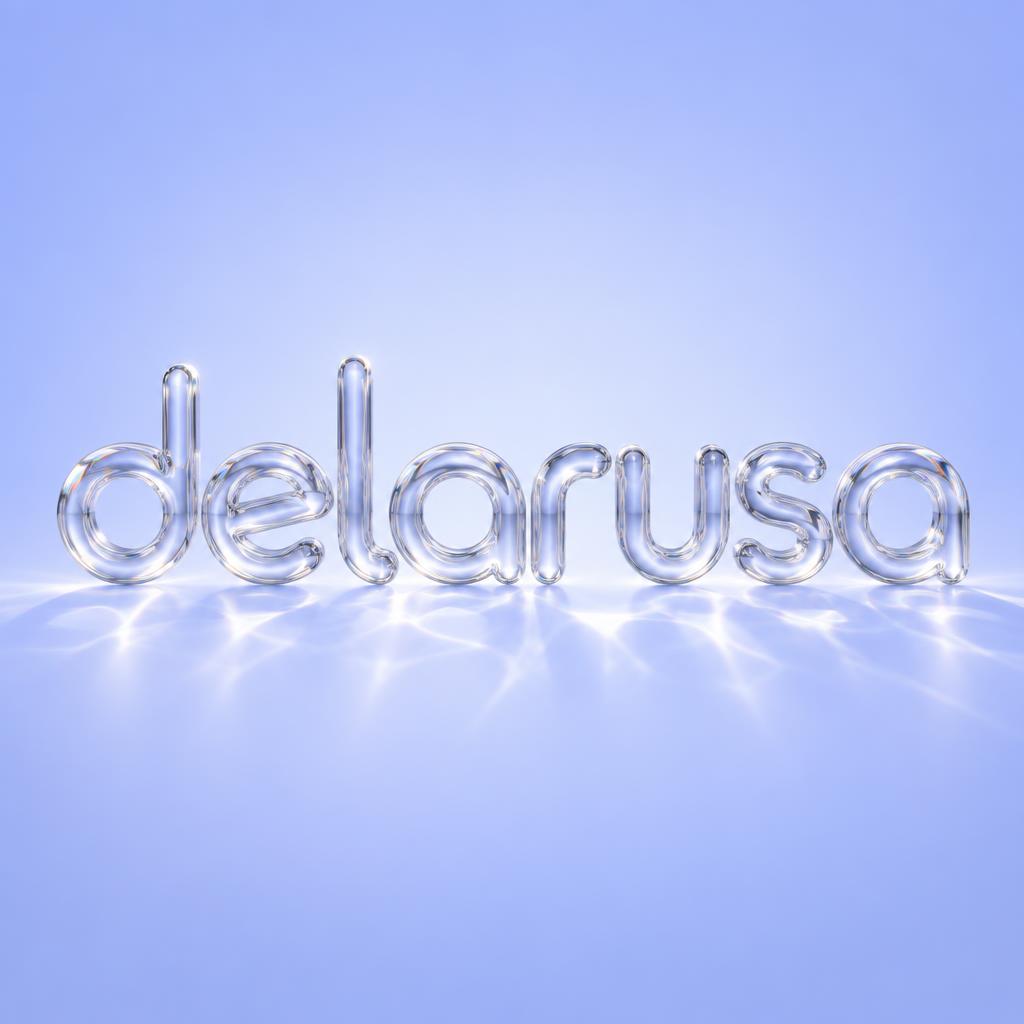 "delarusa" — Glass | AI Text Effect Generator