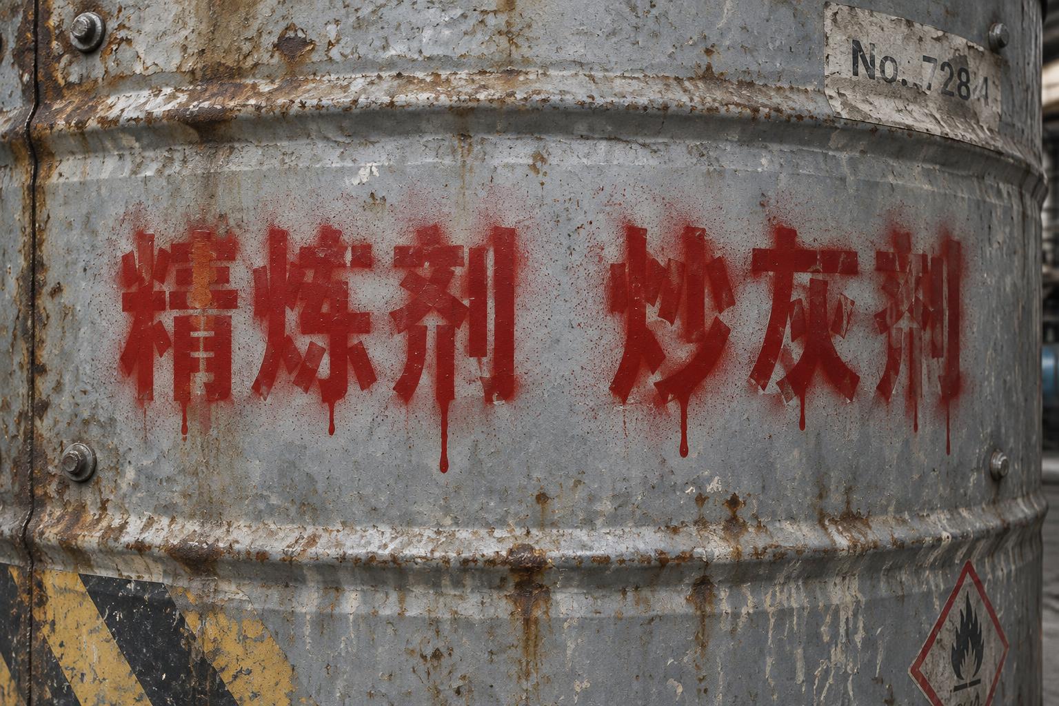 "精炼剂  炒灰剂" — Stencil text effect