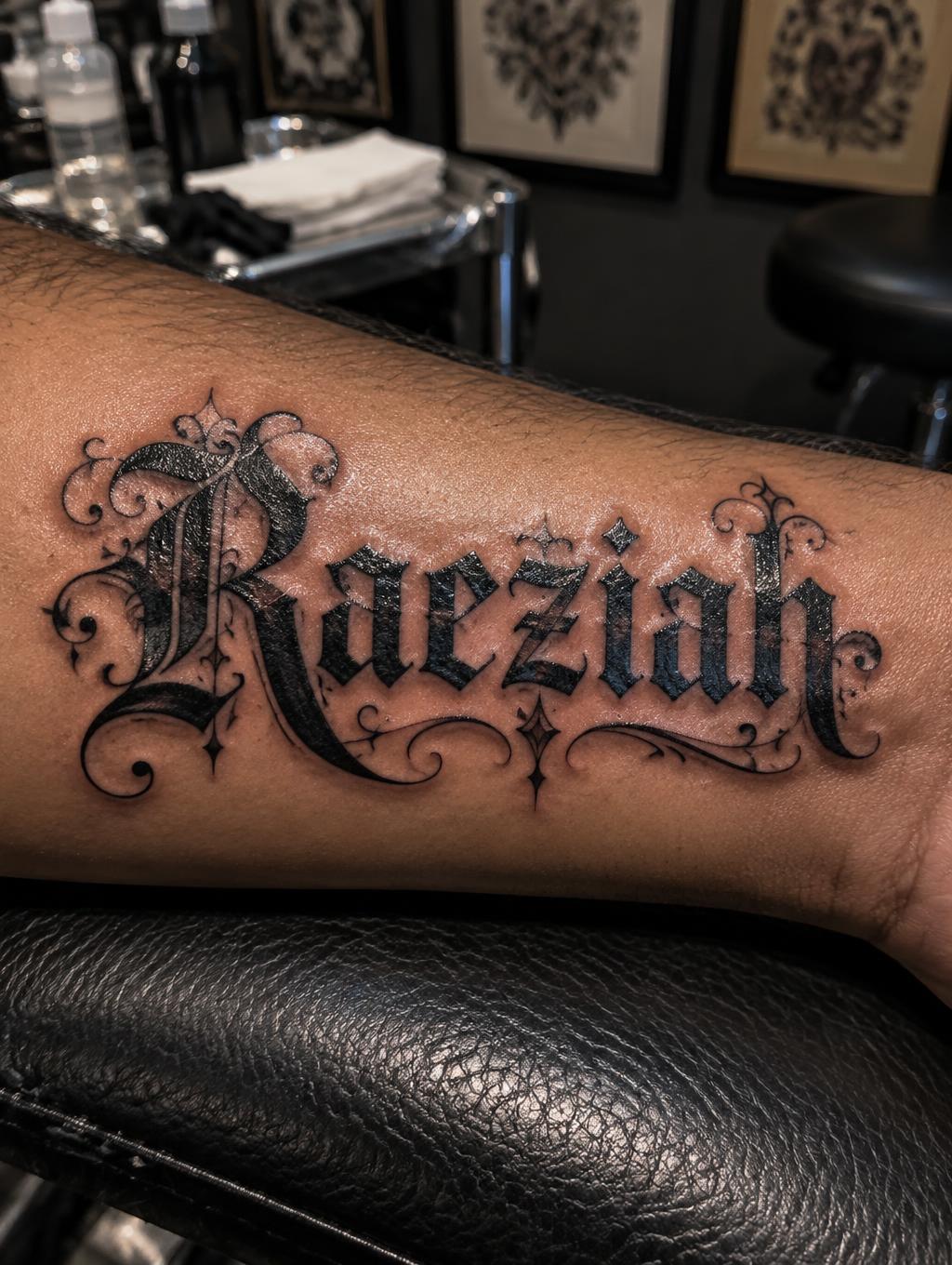 "Raeziah" — Tattoo | AI Text Effect Generator